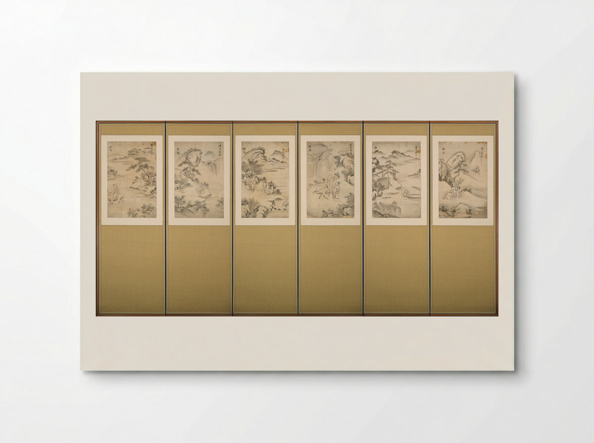 Six Legendary Chinese Sages in Landscapes - Chŏng Yusŭng - Poster
