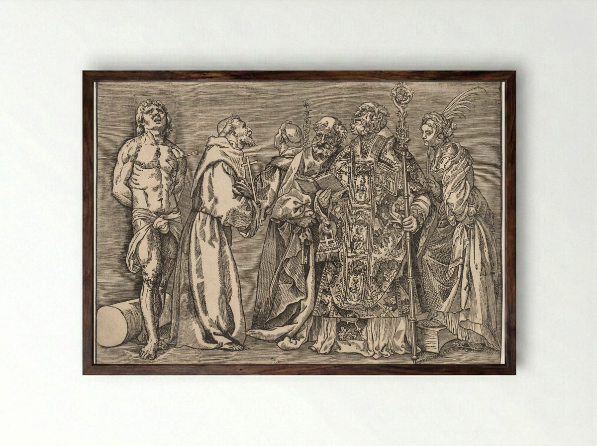 Six Saints - Nicolò Boldrini - Framed Print Dark Wood