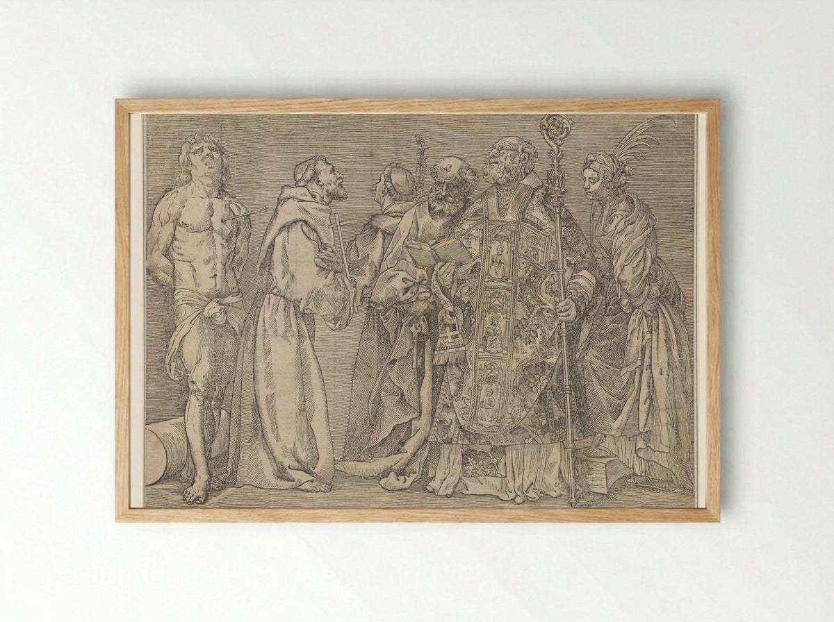 Six Standing Saints - Titian - Framed Print Wood