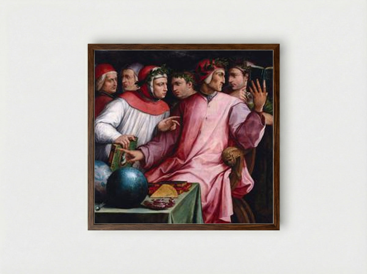 Six Tuscan Poets - Giorgio Vasari - Framed Print Dark Wood