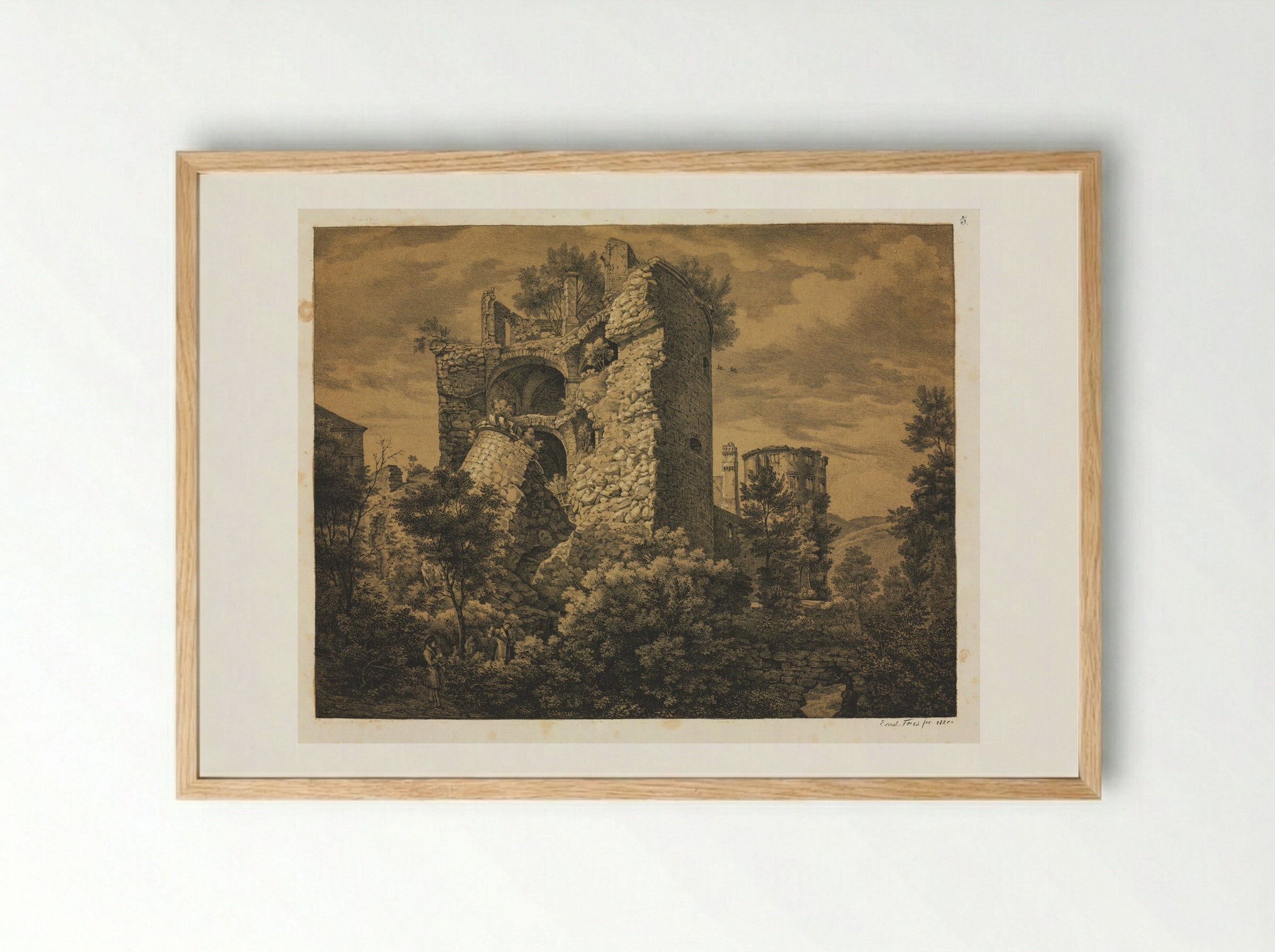 Six Views of Heidelberg Castle: Castle Terrace - Ernst Fries - Framed Print Wood