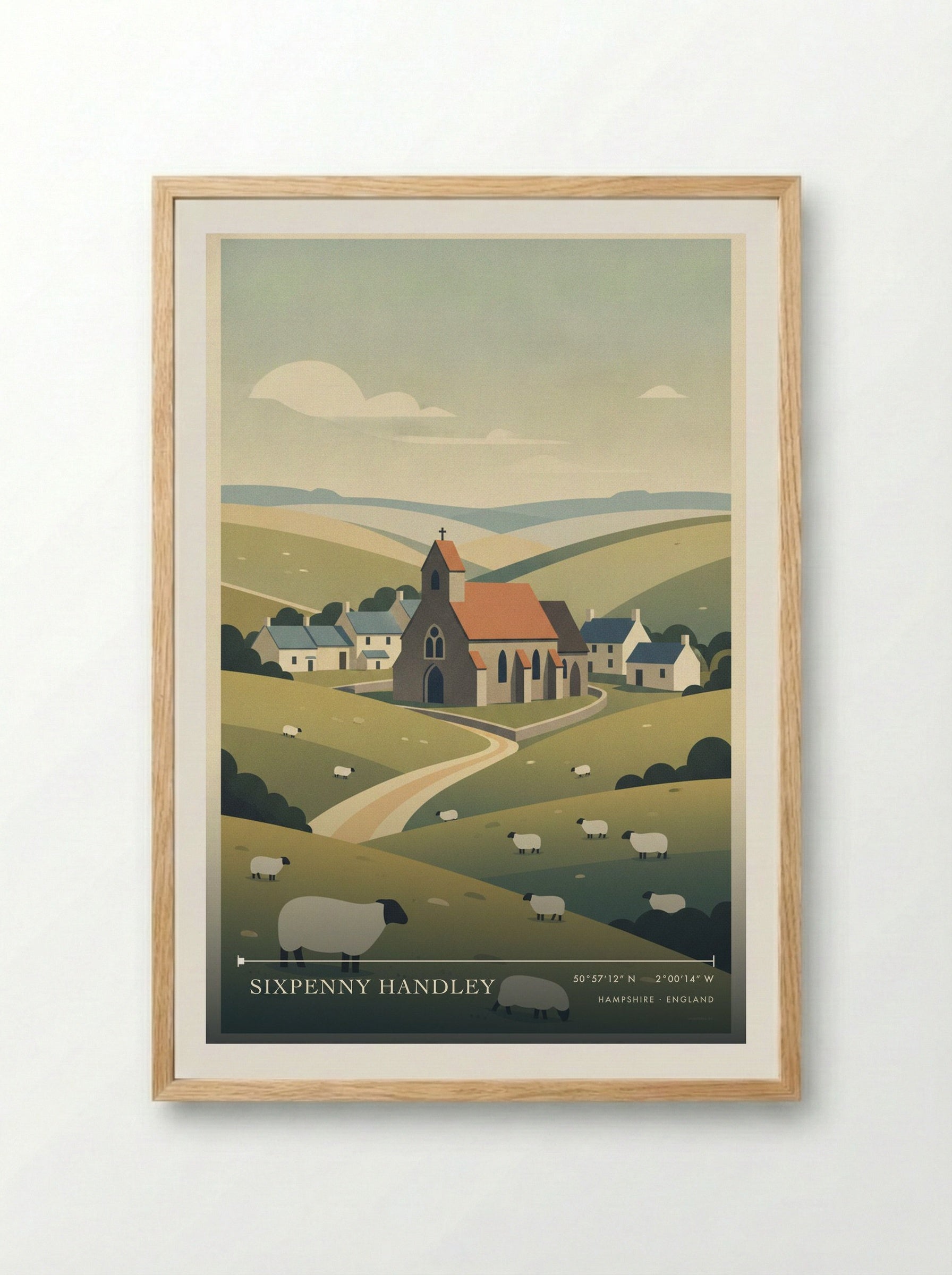 Sixpenny Handley Hampshire England Travel Poster - Framed Print Wood