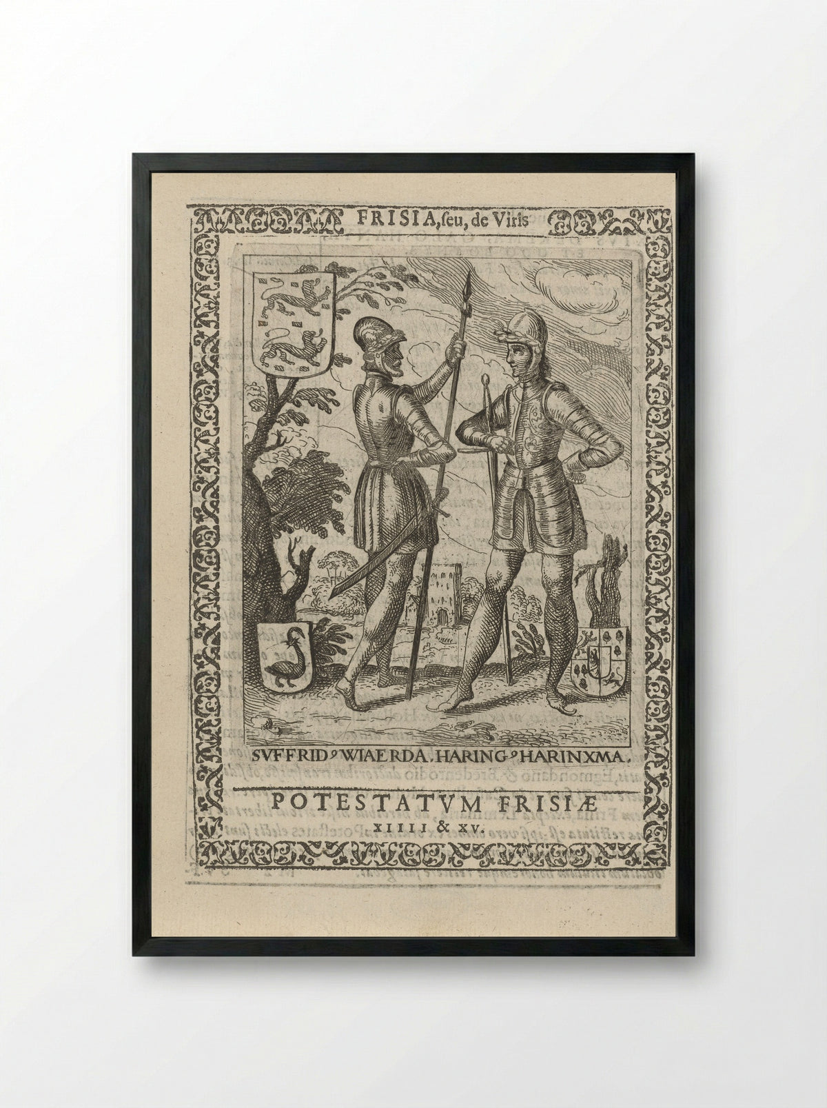 Sjoerd Wiarda en Haring Haringsma, 14e en 15e potestaat van Friesland - Pieter Feddes van Harlingen - Framed Print Black