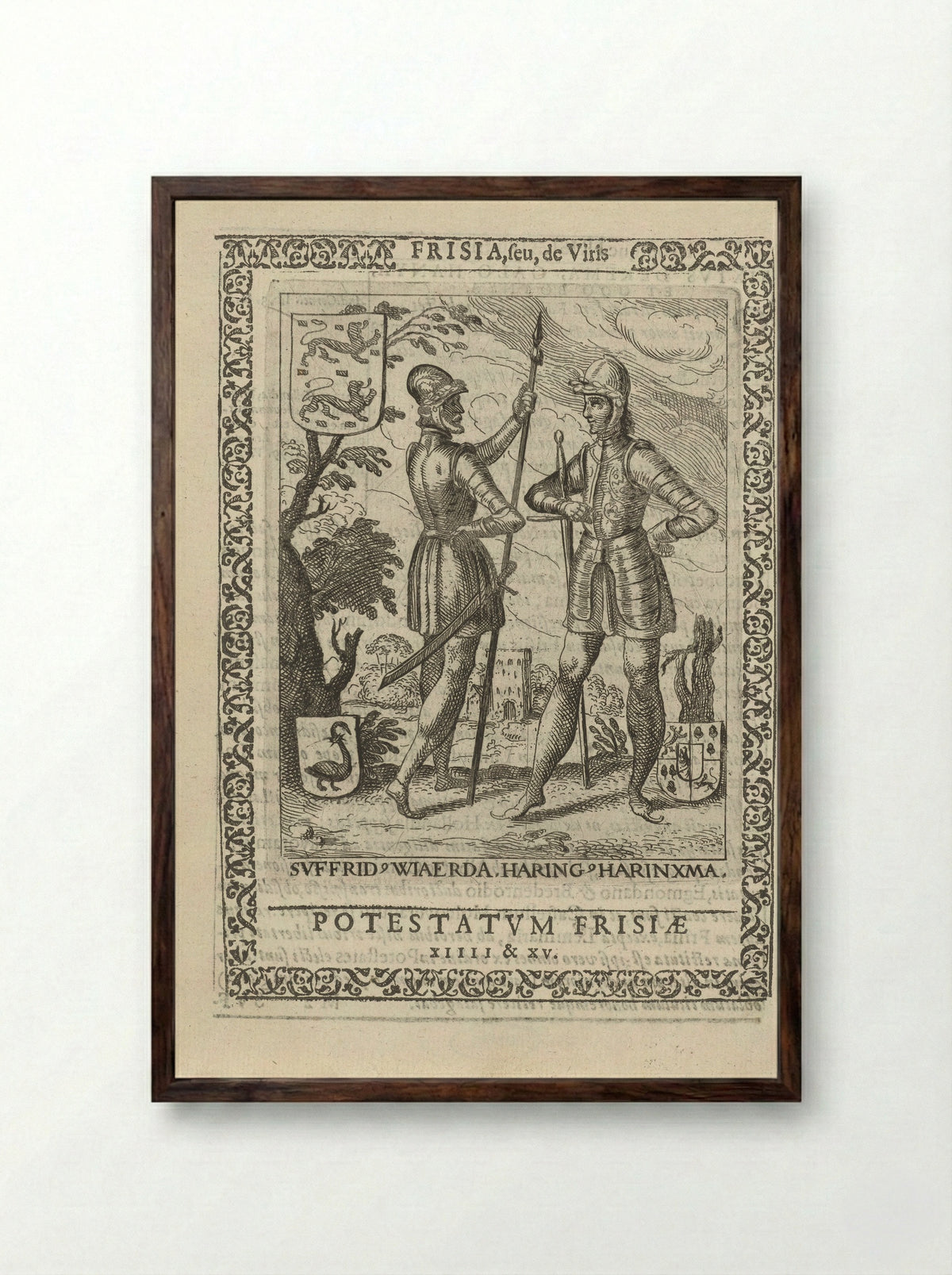 Sjoerd Wiarda en Haring Haringsma, 14e en 15e potestaat van Friesland - Pieter Feddes van Harlingen - Framed Print Dark Wood