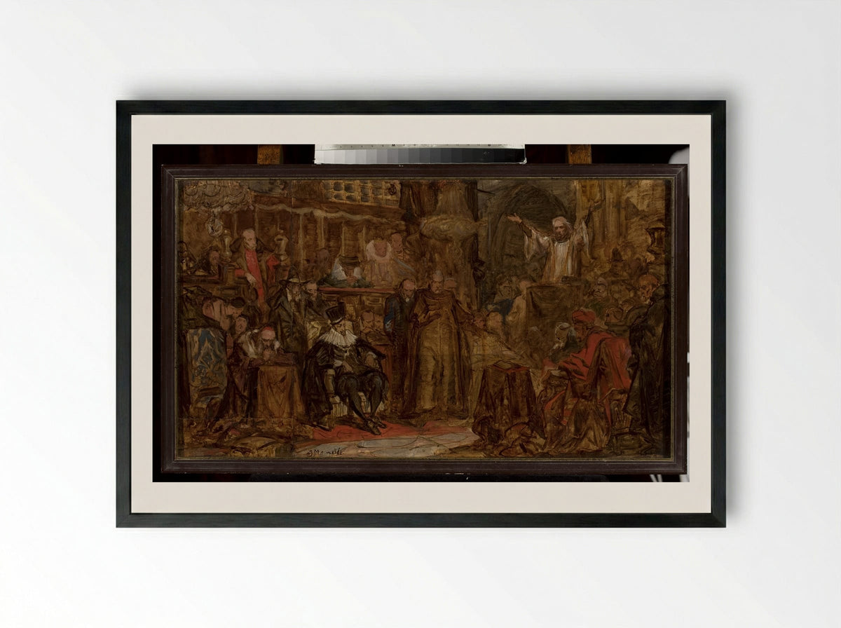Skarga's Sermon - Jan Matejko - Framed Print Black