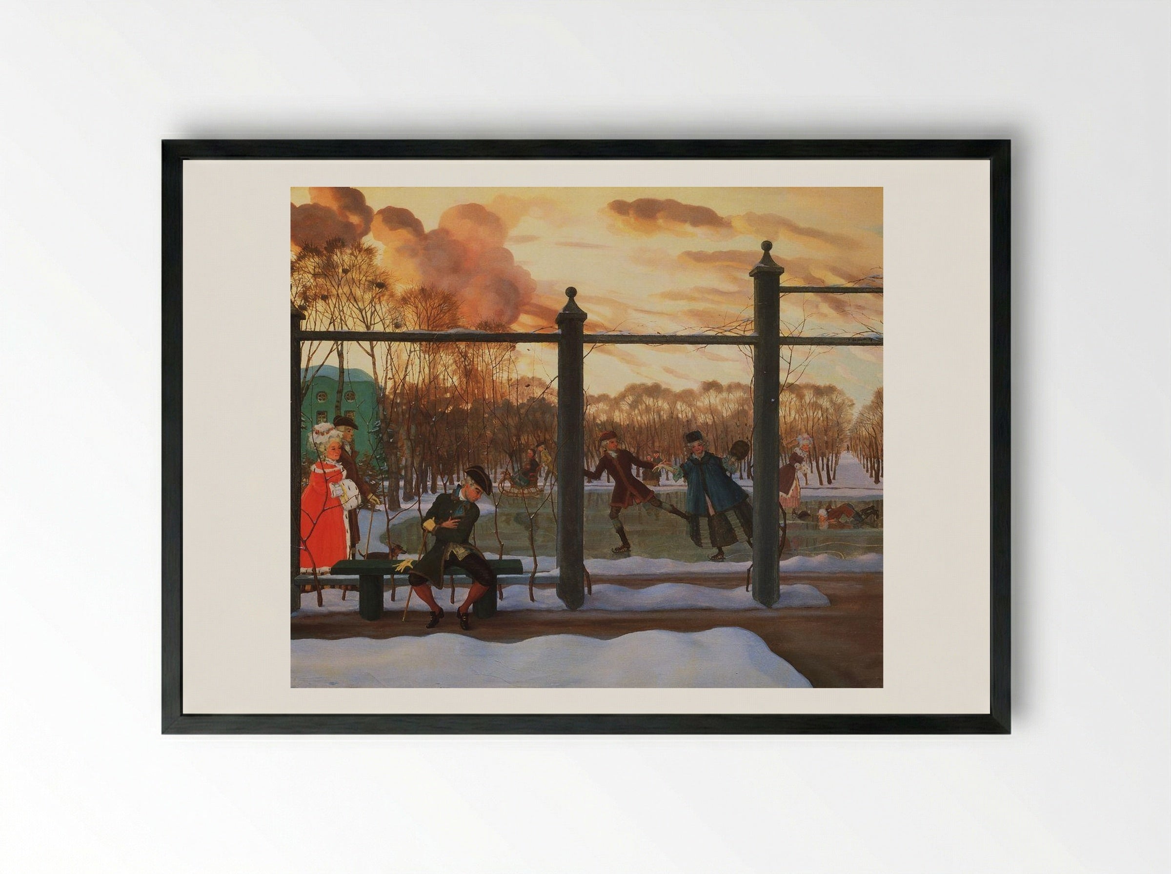 Skating Rink in Winter - Konstantin Somov - Framed Print Black