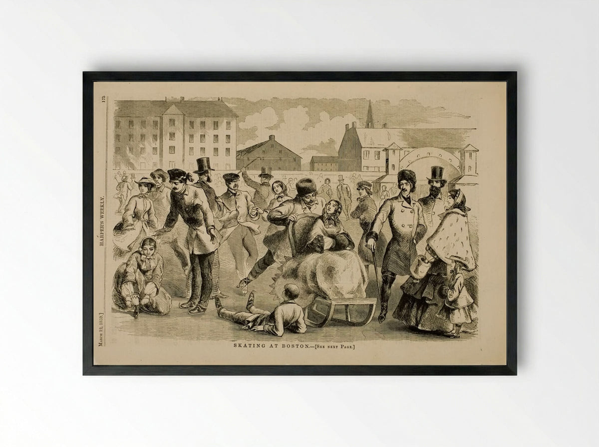 Skating at Boston - Winslow Homer - Framed Print Black
