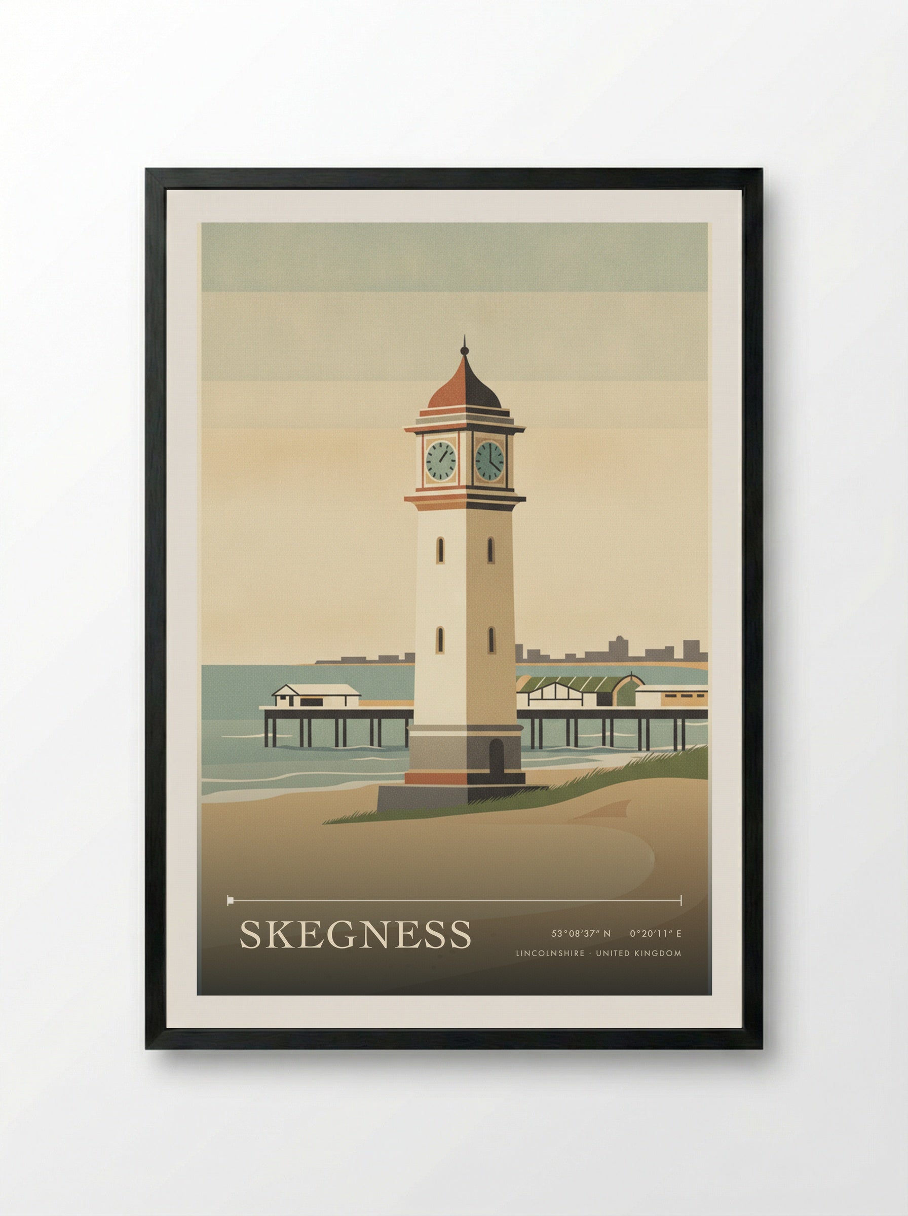 Skegness Lincolnshire United Kingdom Travel Poster - Framed Print Black