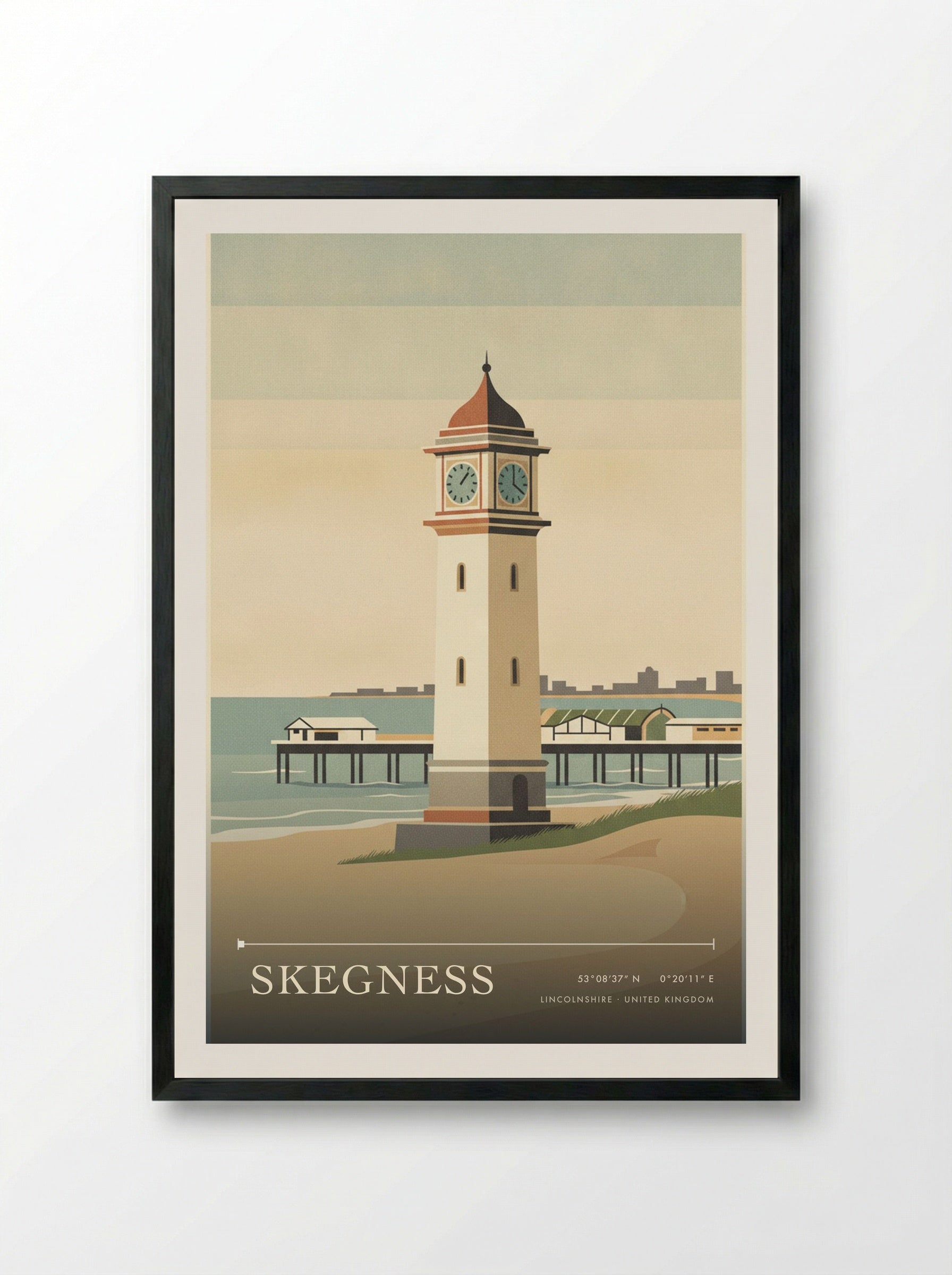 Skegness Lincolnshire United Kingdom Travel Poster - Framed Print Black