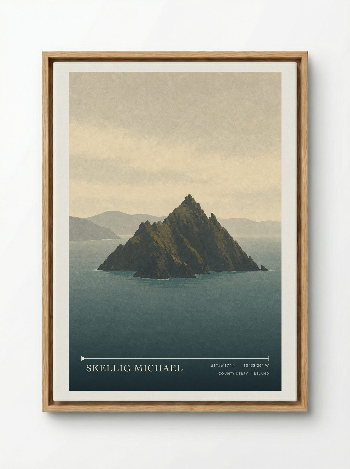 Skellig Michael Travel Poster Artwork - Framed Canvas Wood