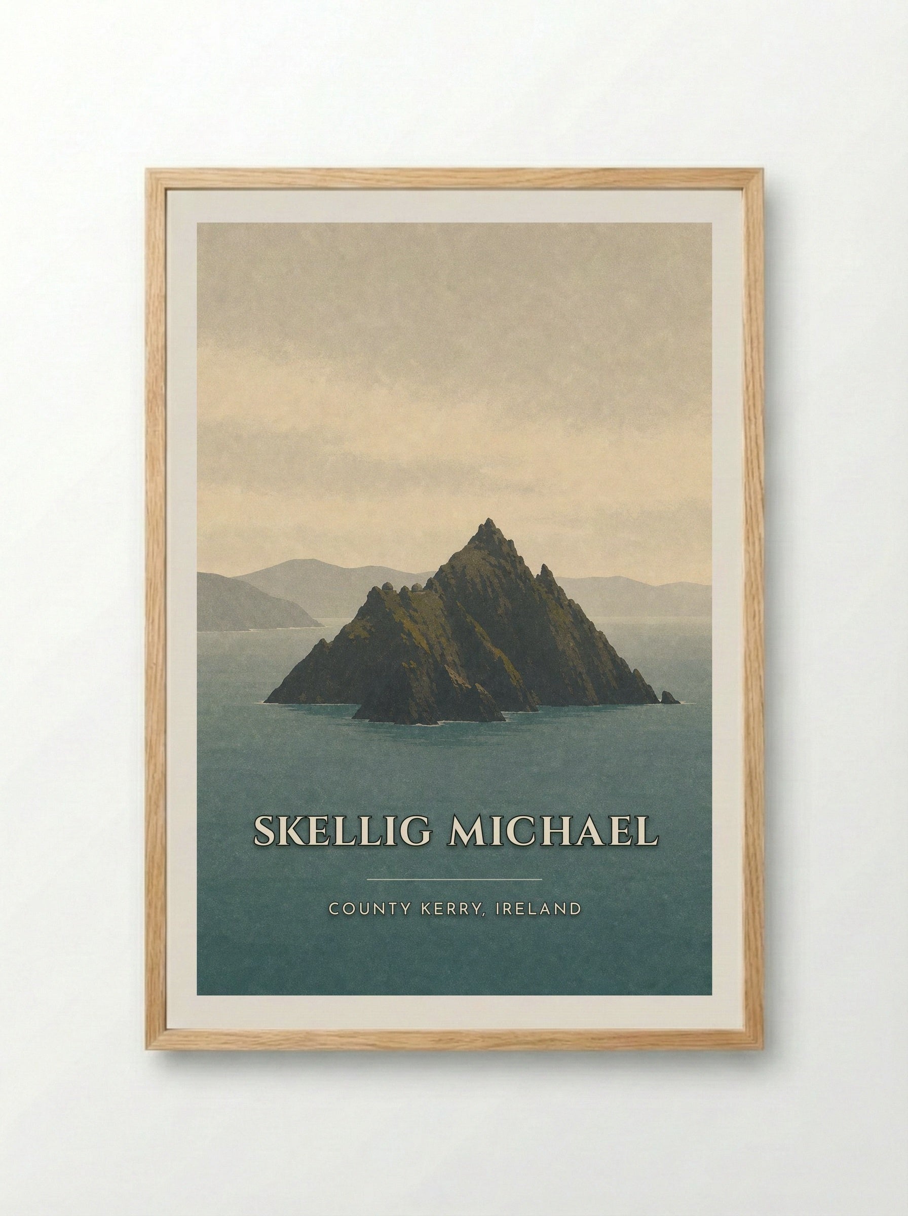 Skellig Michael Travel Poster Artwork - Framed Print Wood