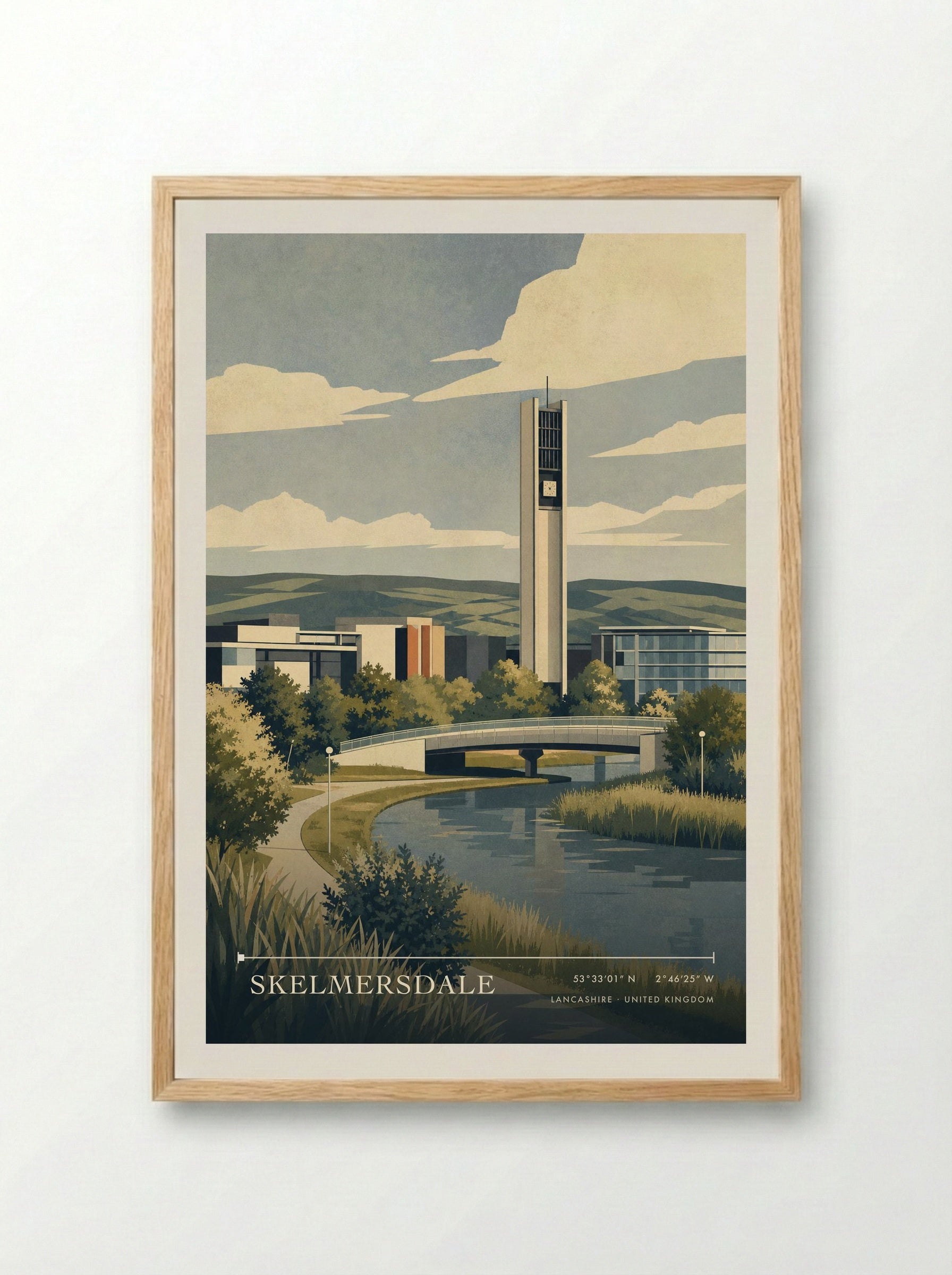 Skelmersdale Lancashire United Kingdom Travel Poster - Framed Print Wood