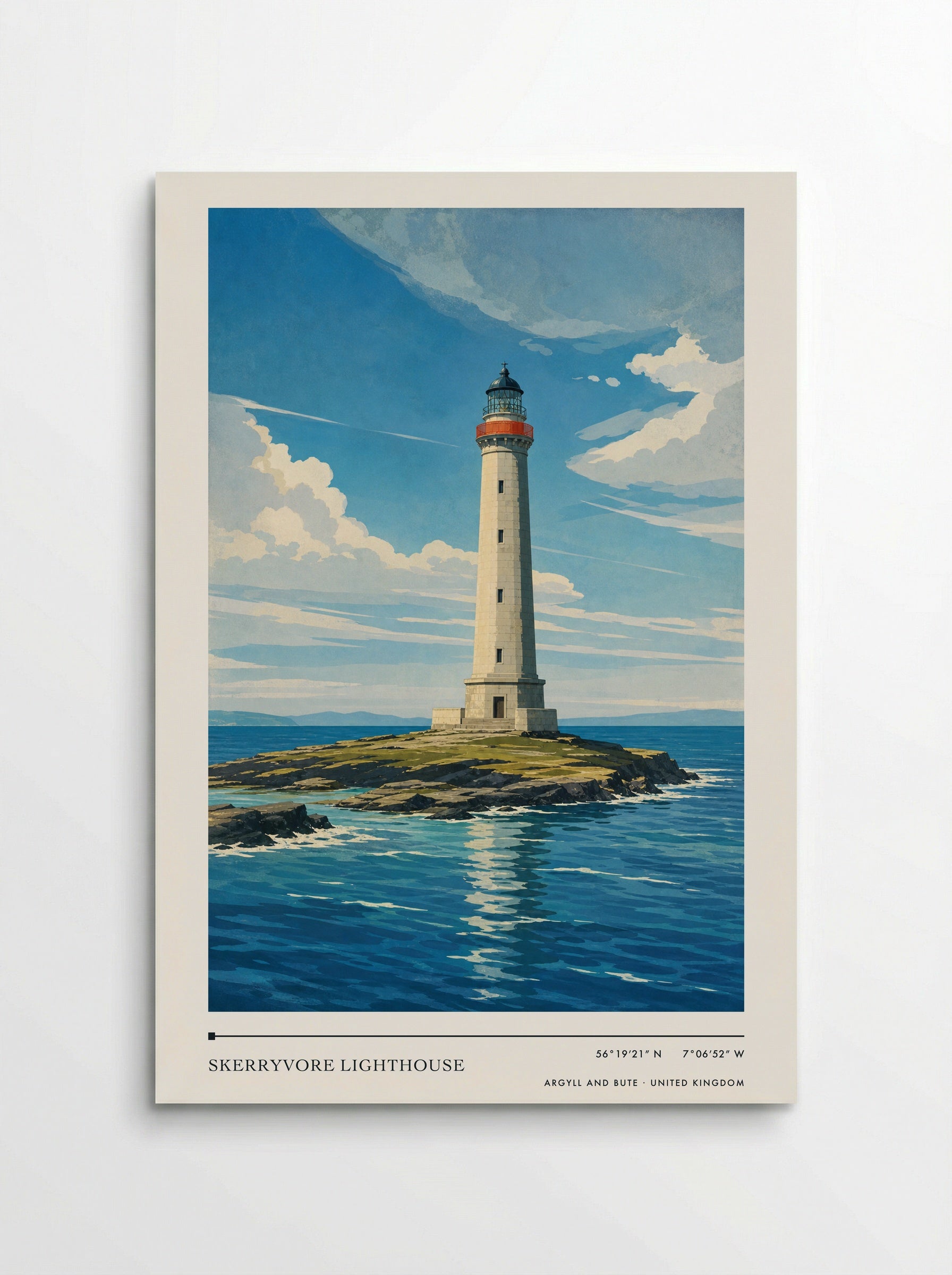 Skerryvore Lighthouse Argyll and Bute United Kingdom Travel Poster - Poster