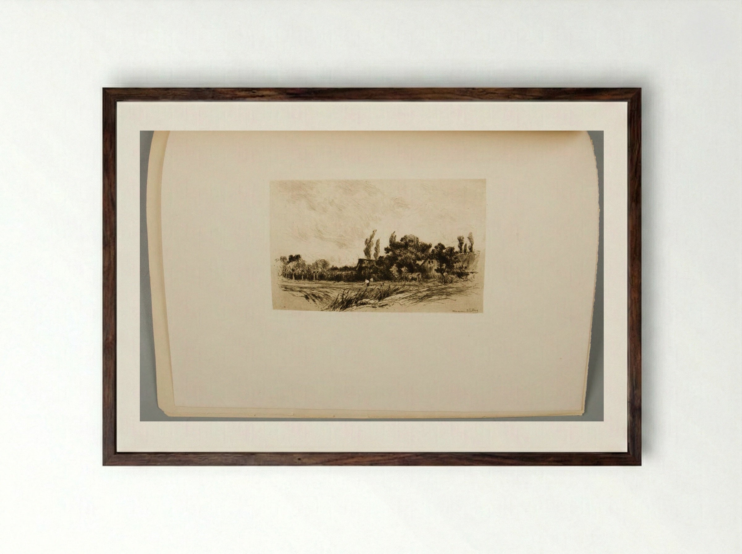 Sketch Near Ridderkerk Holland - Alexander Shilling - Framed Print Dark Wood