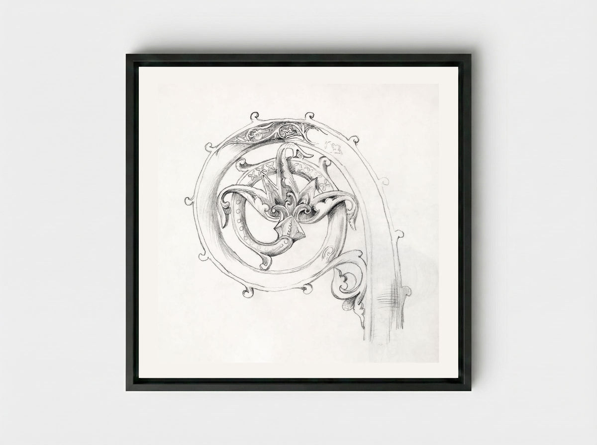 Sketch of Byzantine Ornament - Edward Burne-Jones - Framed Canvas Black