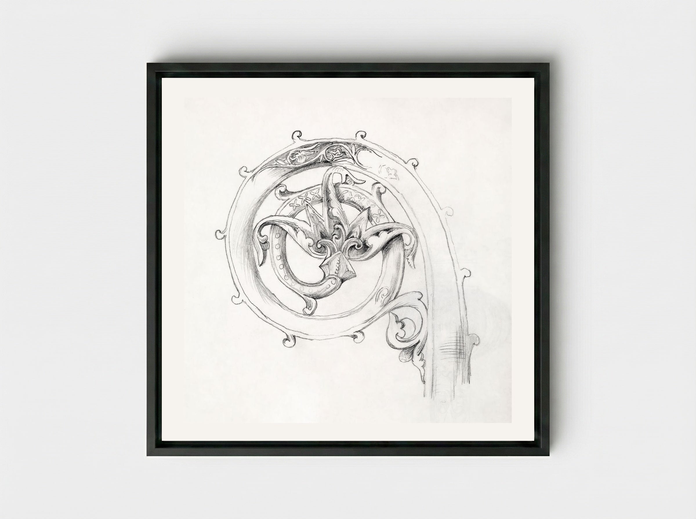 Sketch of Byzantine Ornament - Edward Burne-Jones - Framed Canvas Black