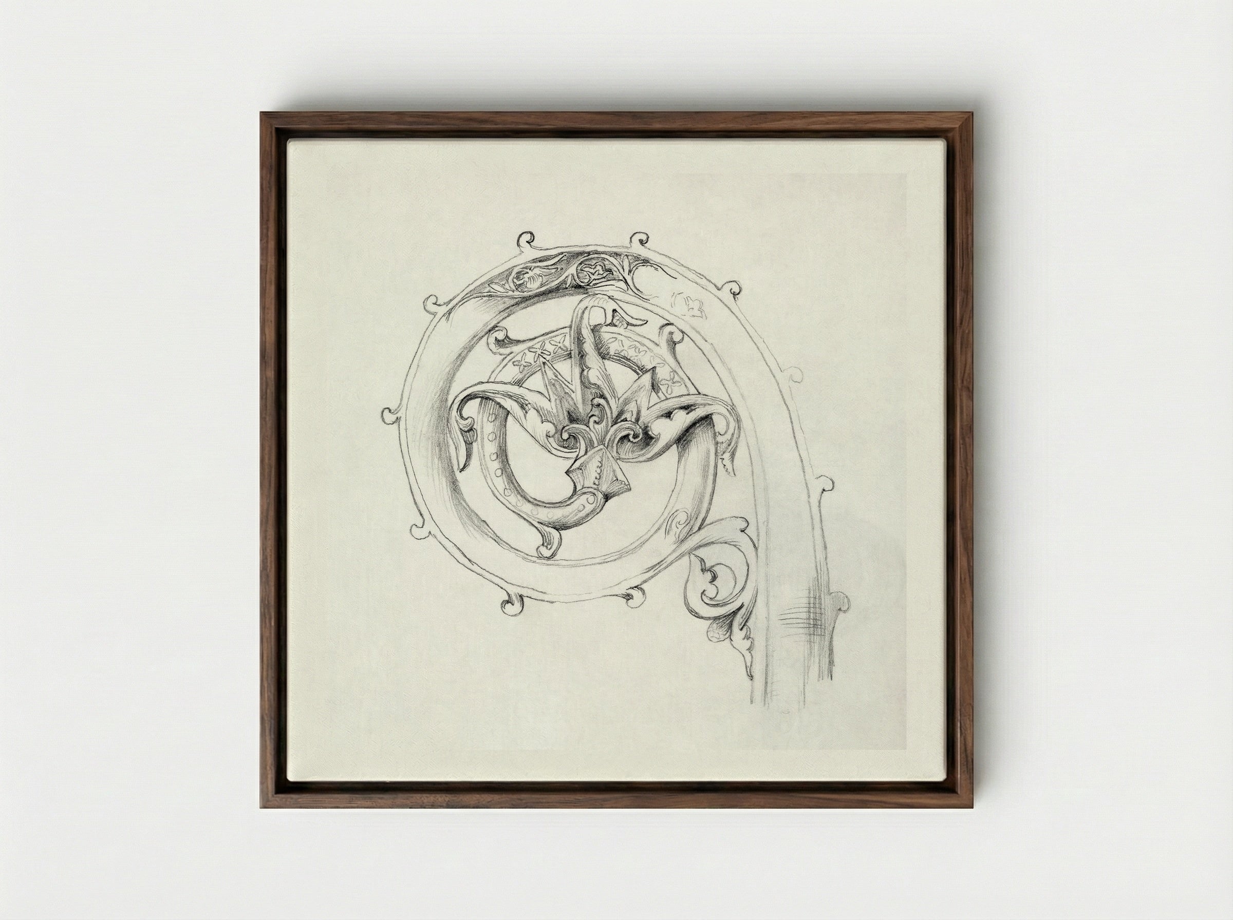 Sketch of Byzantine Ornament - Edward Burne-Jones - Framed Canvas Dark Wood
