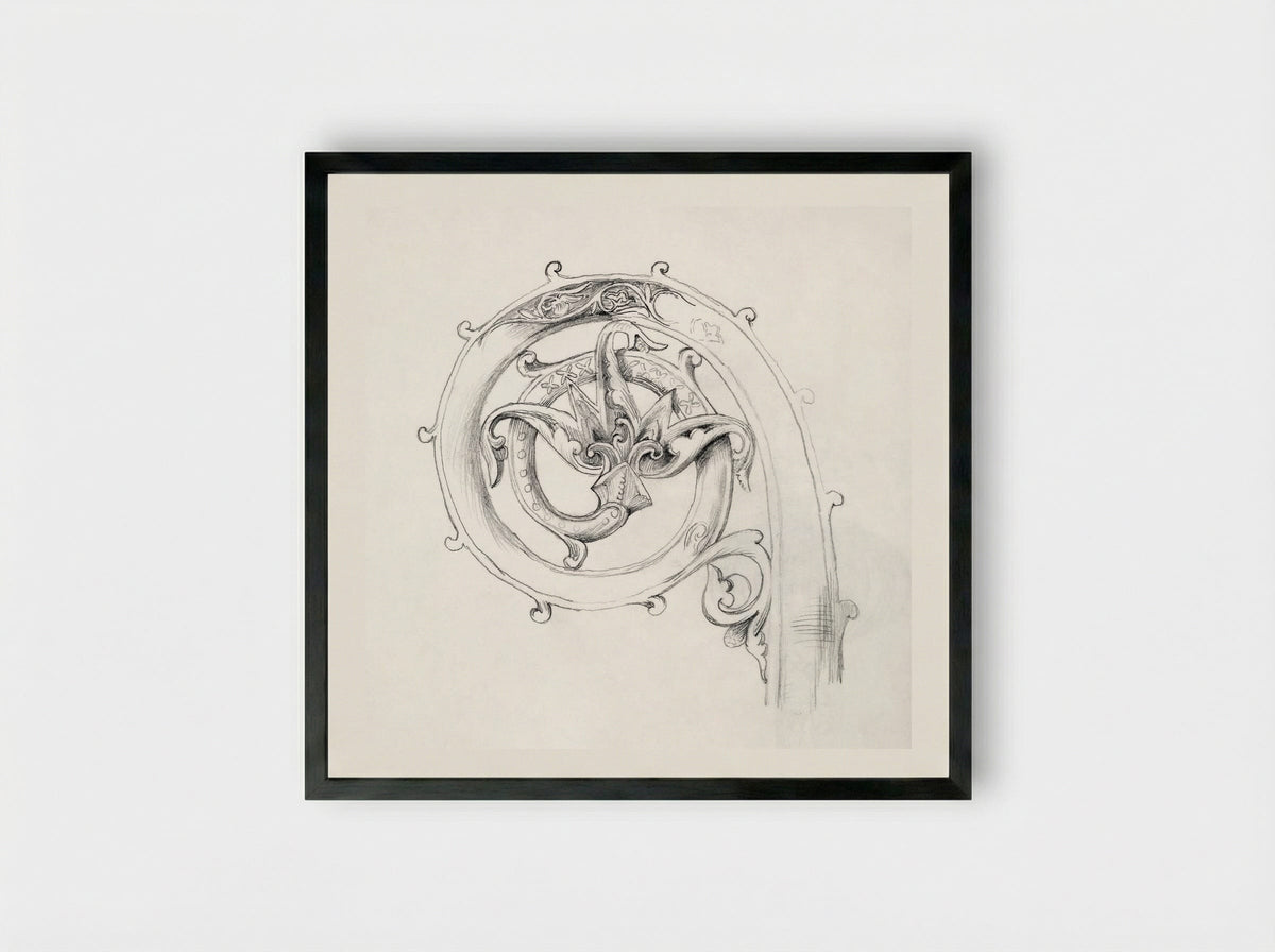 Sketch of Byzantine Ornament - Edward Burne-Jones - Framed Print Black