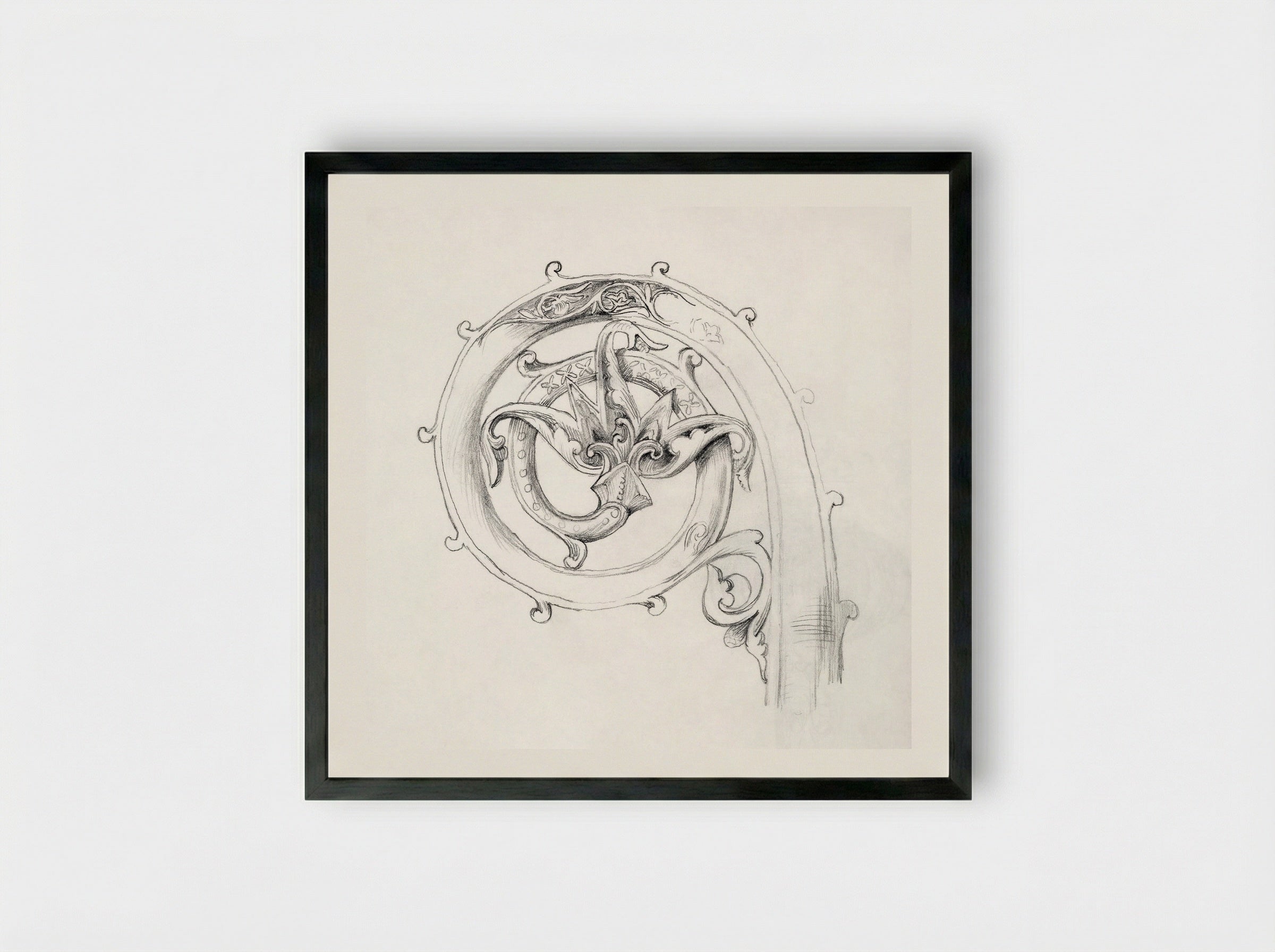 Sketch of Byzantine Ornament - Edward Burne-Jones - Framed Print Black