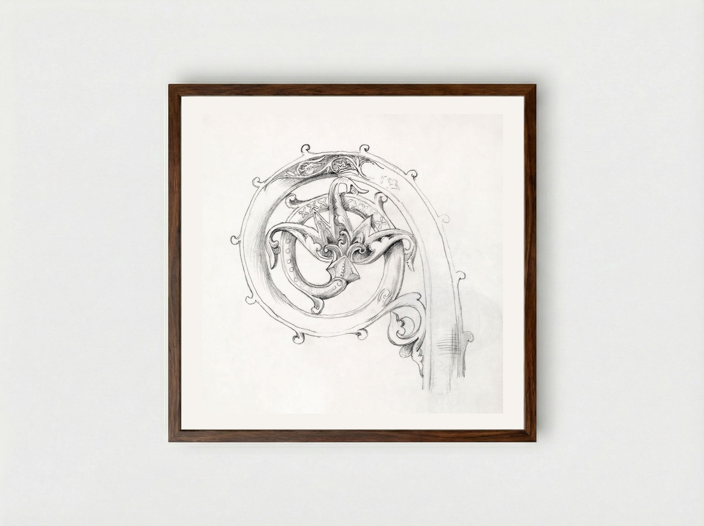 Sketch of Byzantine Ornament - Edward Burne-Jones - Framed Print Dark Wood