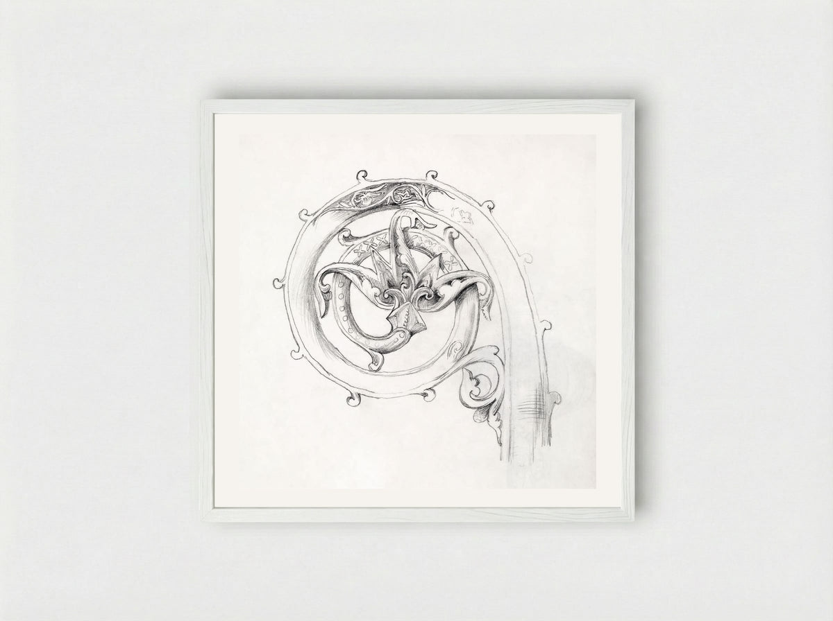 Sketch of Byzantine Ornament - Edward Burne-Jones - Framed Print White