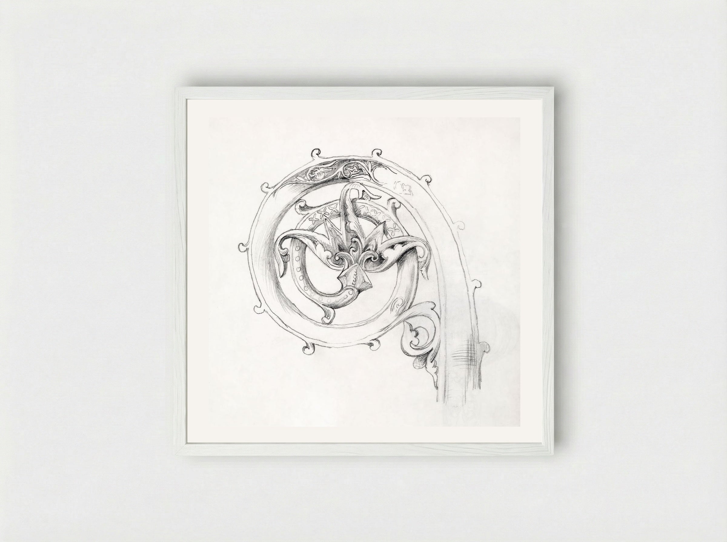 Sketch of Byzantine Ornament - Edward Burne-Jones - Framed Print White