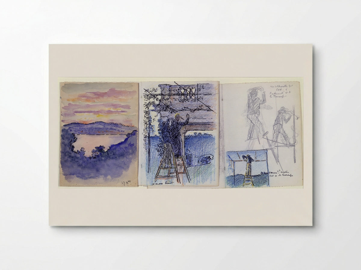 Sketchbook Pages (Studies of Figures and Coastal View) - Henri-Edmond Cross - Poster