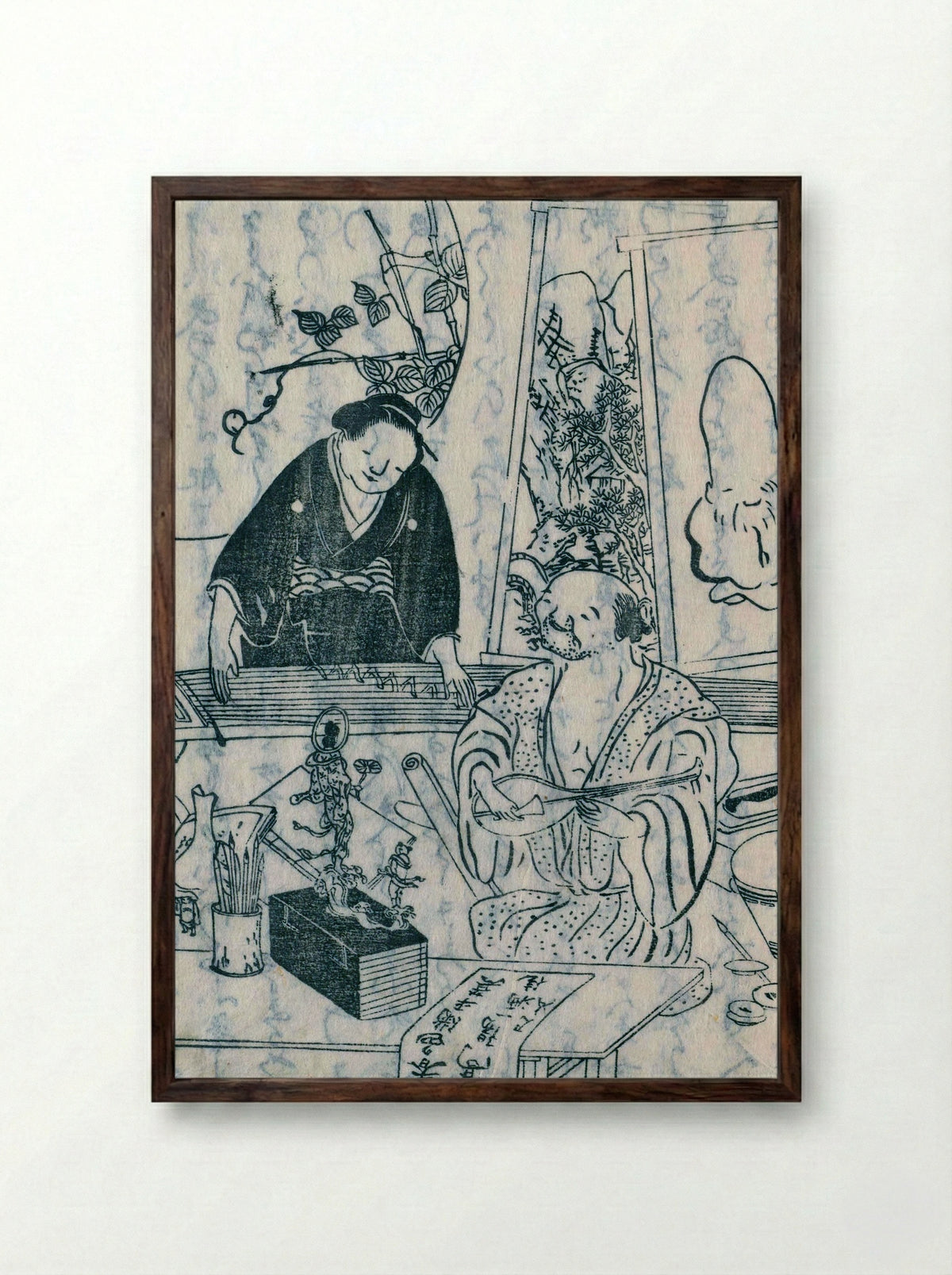 Sketchbook of Ike Taiga (Taigado gafu) - Ikeno Taiga - Framed Print Dark Wood