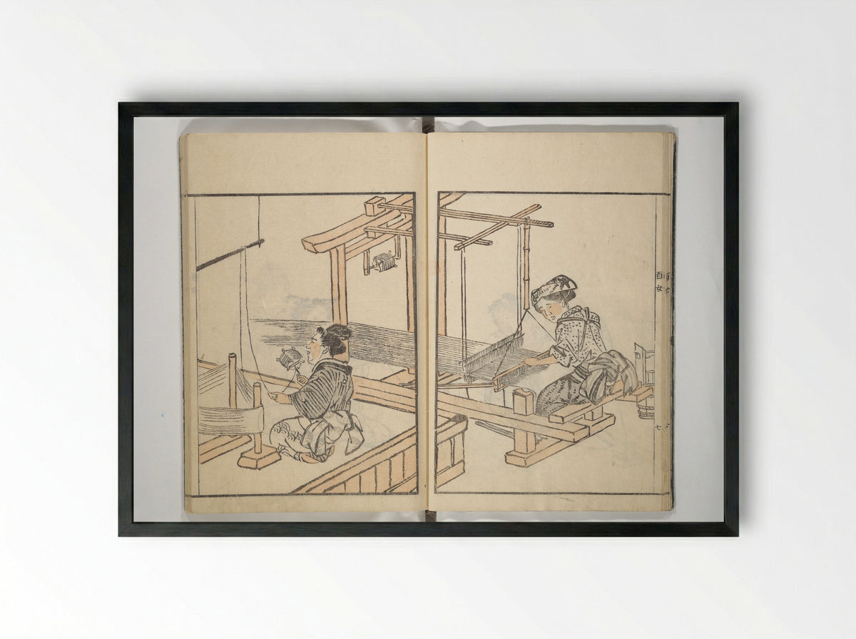 Sketchbook of One Hundred Women (Manga hyakujo) - Aikawa Minwa - Framed Print Black