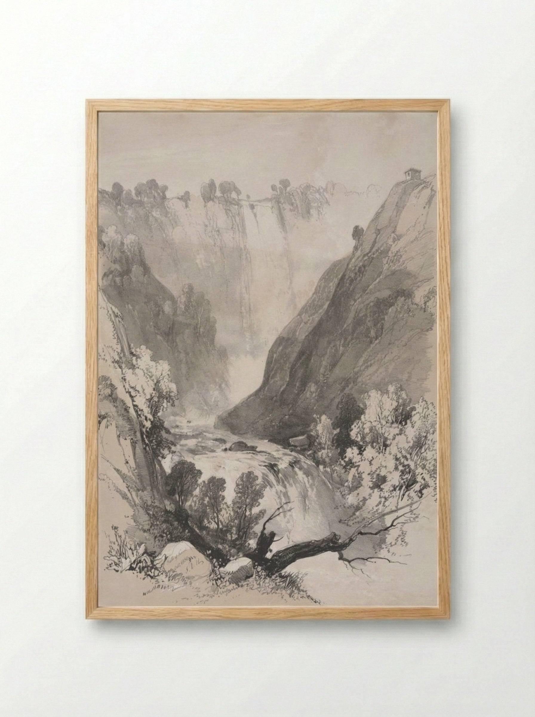 Sketches at Home and Abroad: Falls of Terni - James Duffield Harding - Framed Print Wood