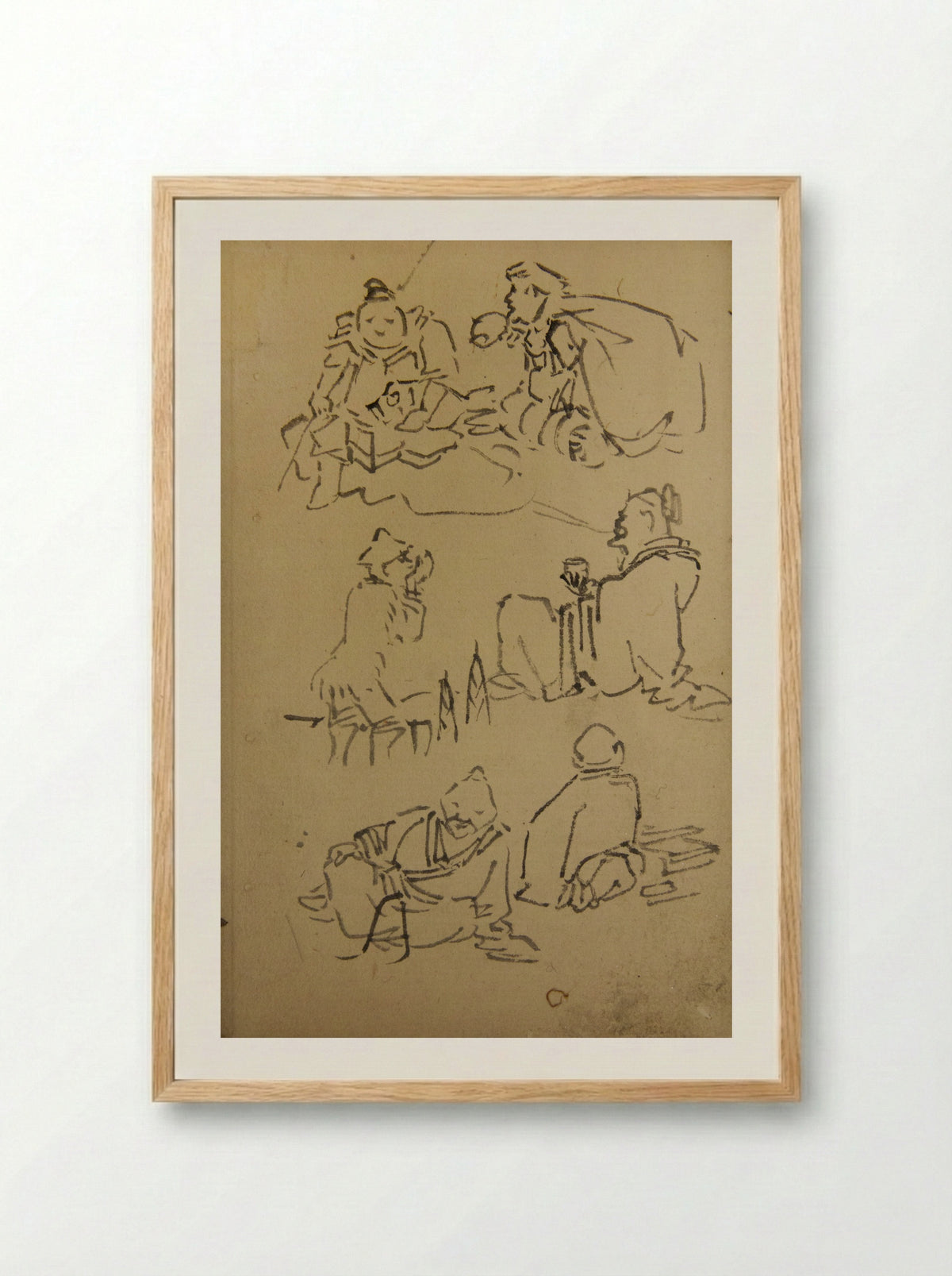 Sketches of East Asian Legendary Figures - Kawanabe Kyōsai - Framed Print Wood