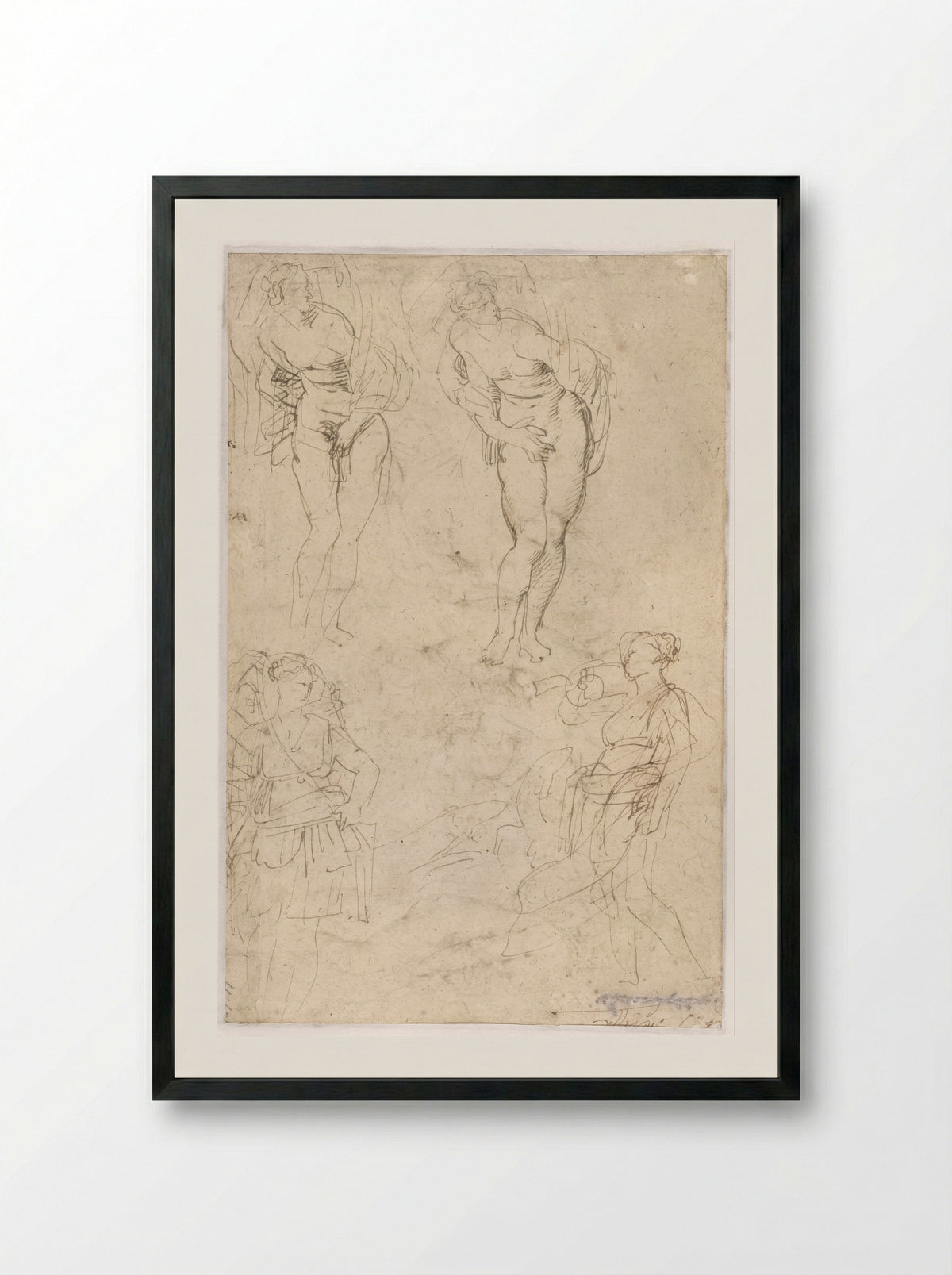 Sketches of the Daughters of Cecrops - Peter Paul Rubens - Framed Print Black