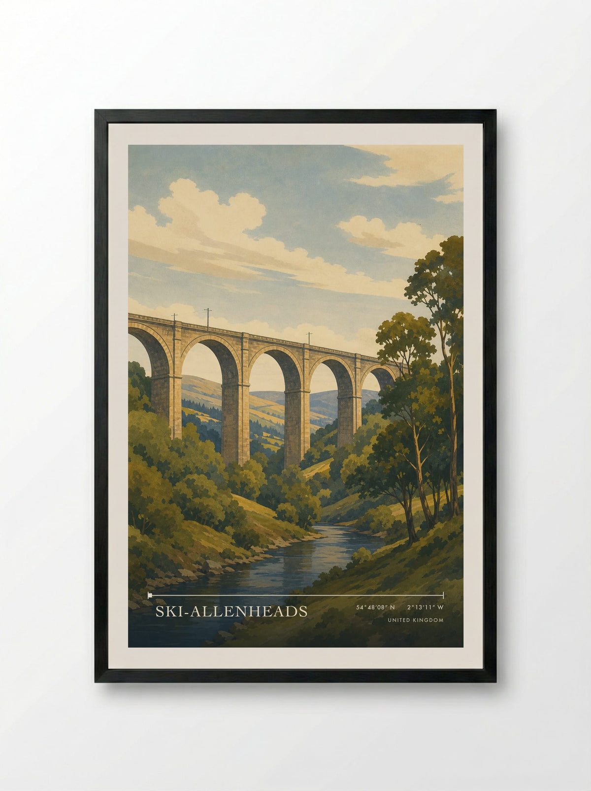 Ski-Allenheads United Kingdom Travel Poster - Framed Print Black