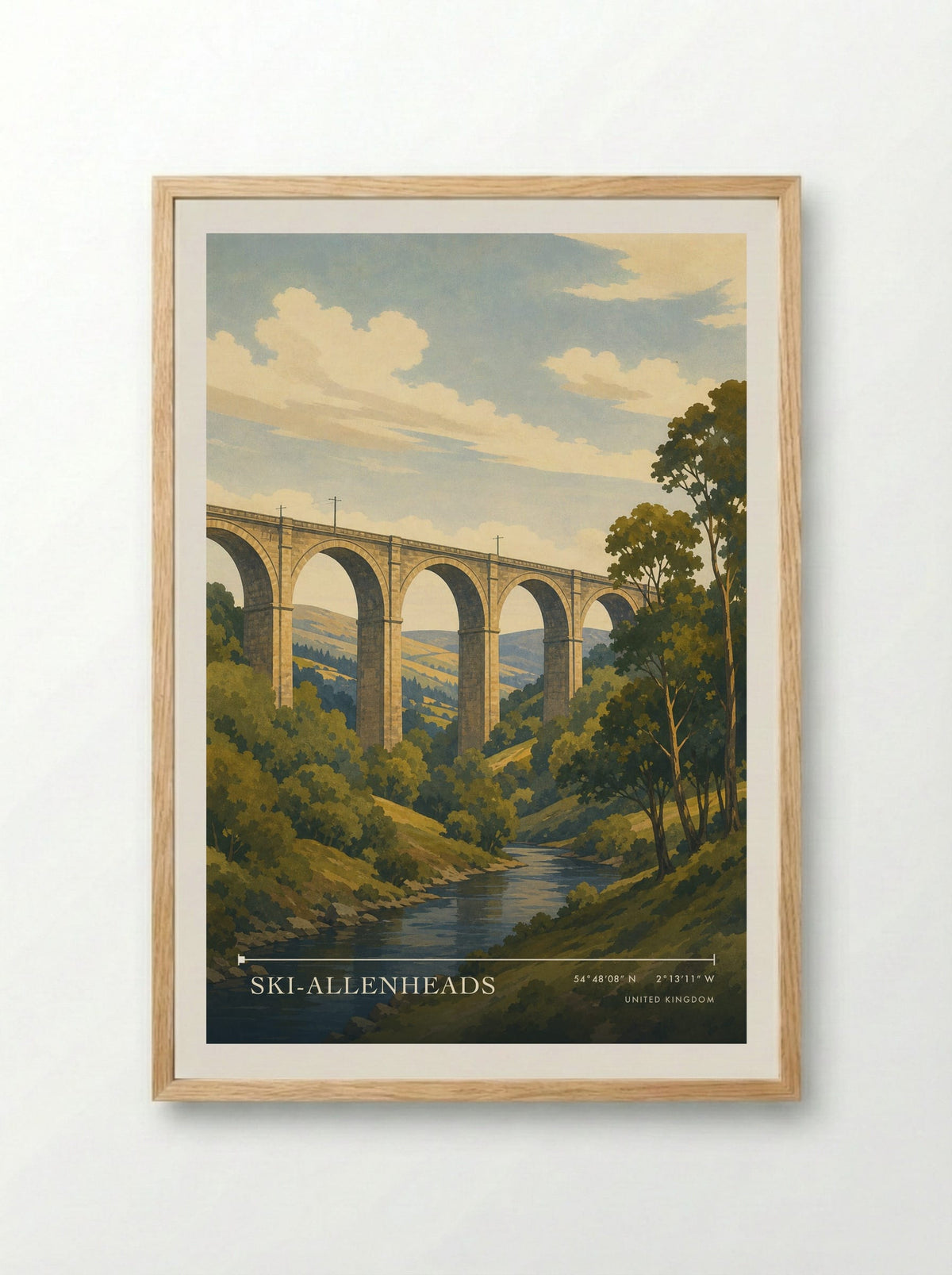 Ski-Allenheads United Kingdom Travel Poster - Framed Print Wood