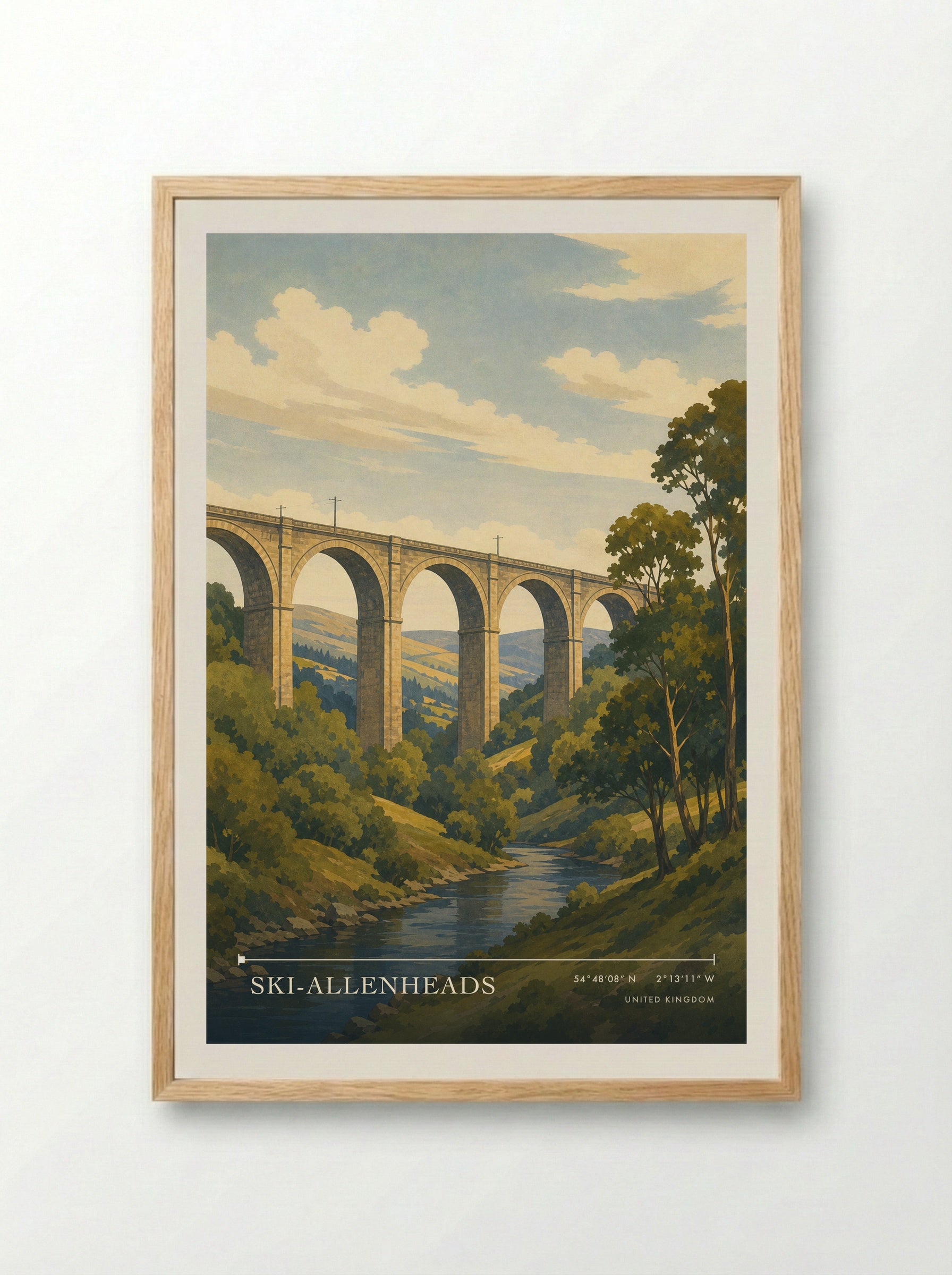 Ski-Allenheads United Kingdom Travel Poster - Framed Print Wood