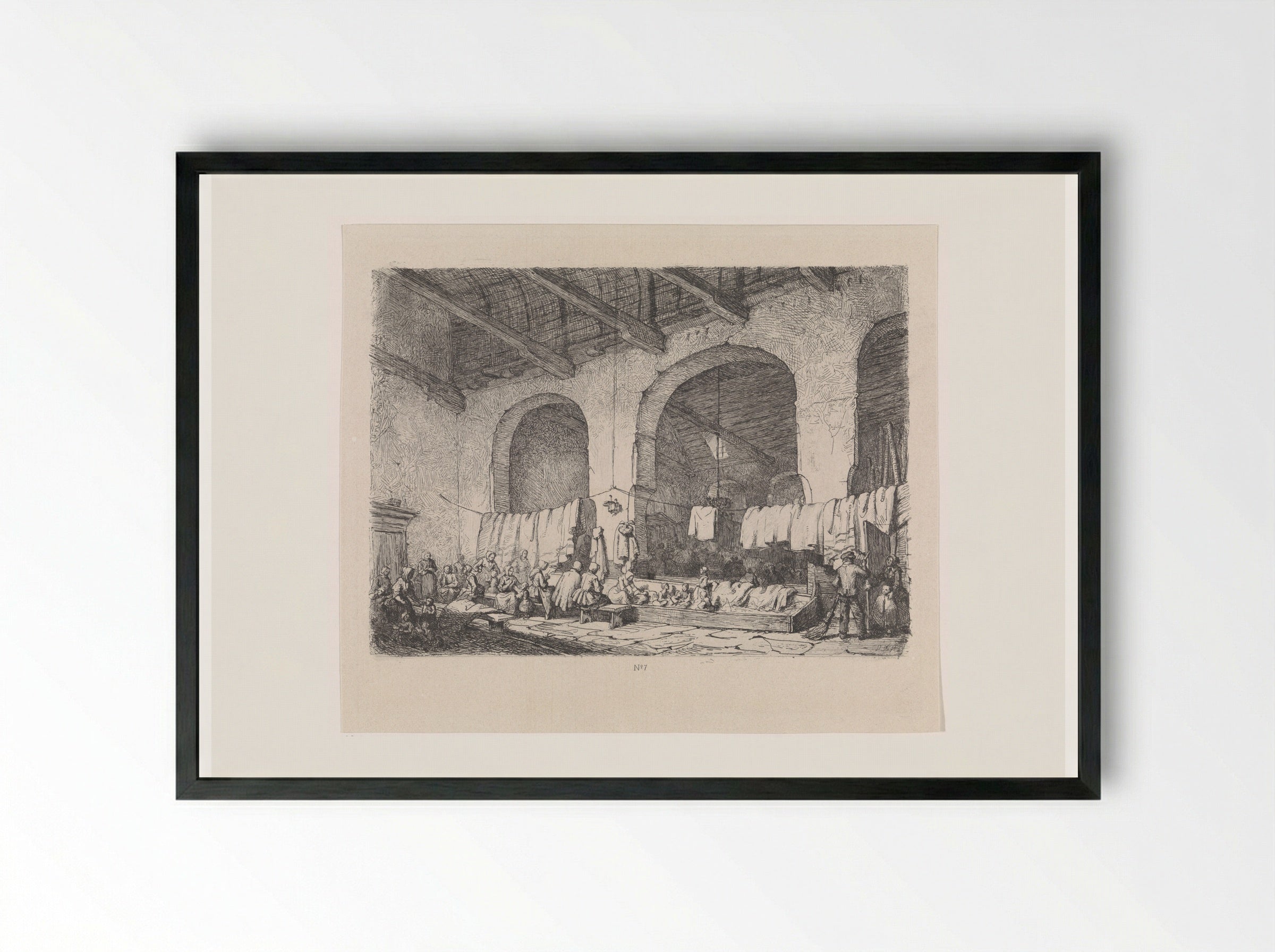 Slachtoffers van de watersnoodramp in de Geertekerk te Utrecht - David van der Kellen - Framed Print Black
