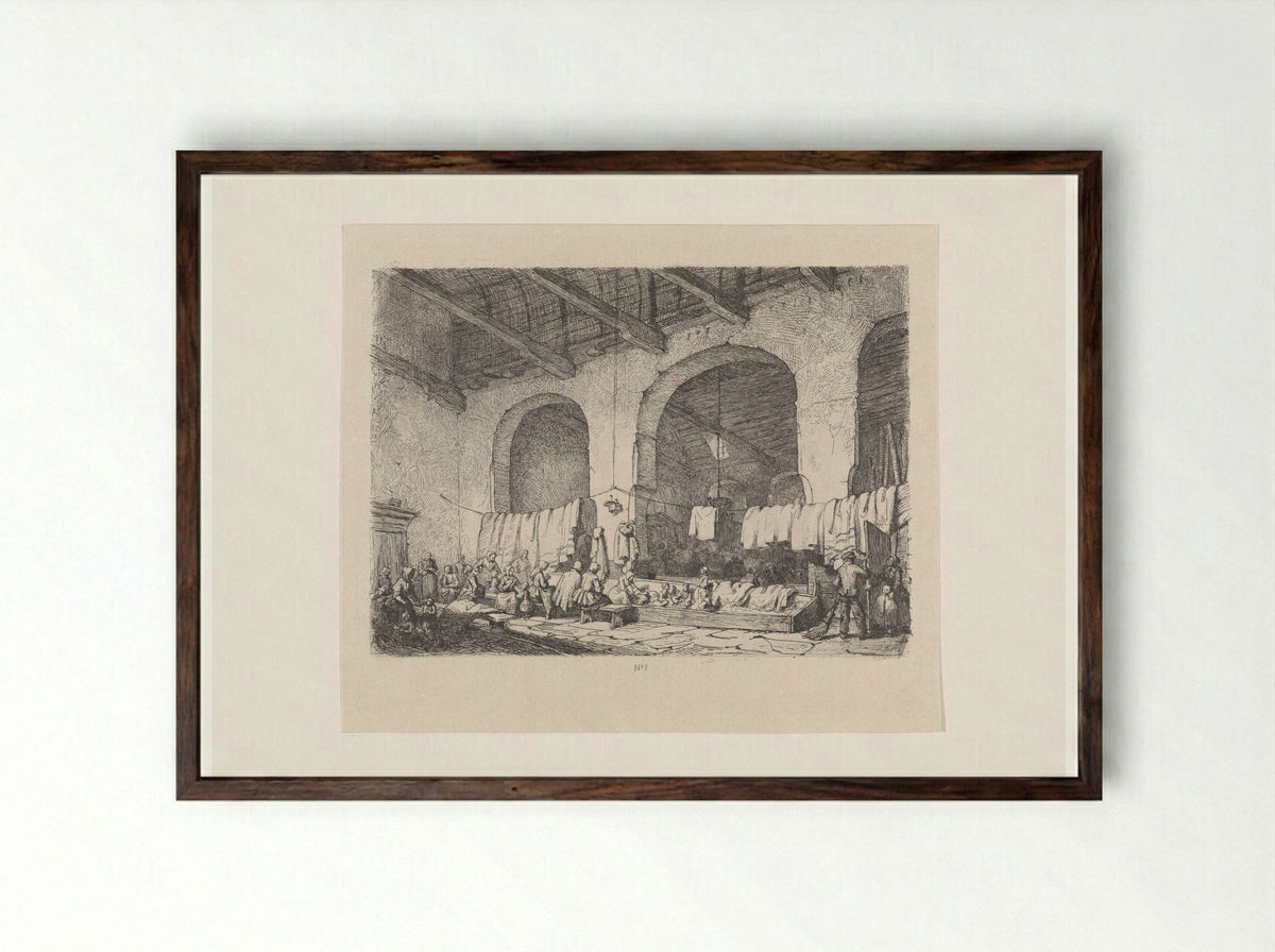 Slachtoffers van de watersnoodramp in de Geertekerk te Utrecht - David van der Kellen - Framed Print Dark Wood