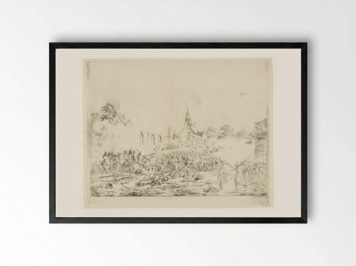 Slag bij Bergen, 19 september 1799 - Pieter Gerardus van Os - Framed Print Black