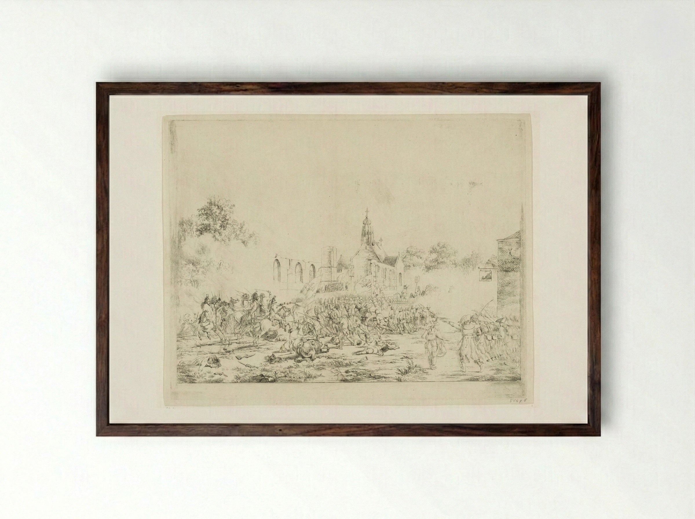 Slag bij Bergen, 19 september 1799 - Pieter Gerardus van Os - Framed Print Dark Wood
