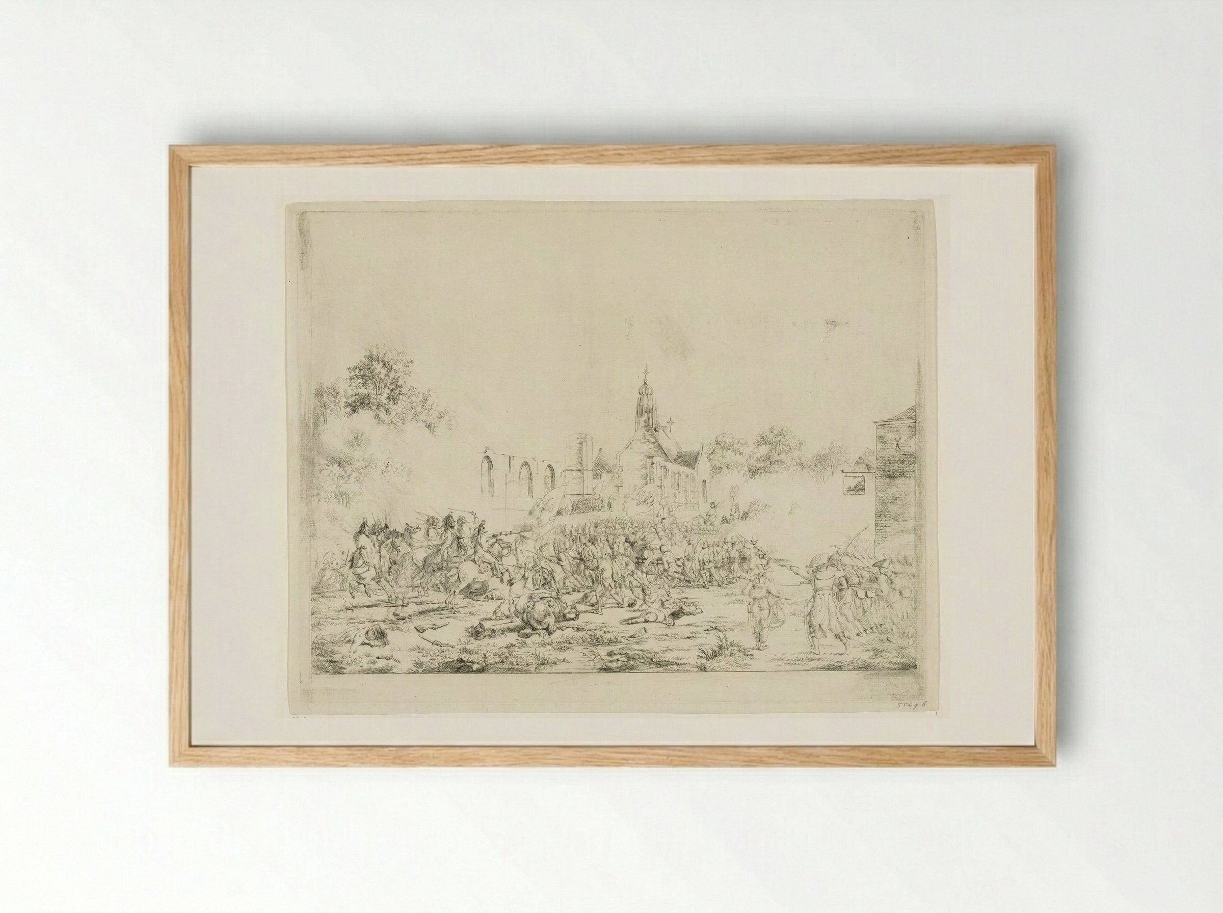 Slag bij Bergen, 19 september 1799 - Pieter Gerardus van Os - Framed Print Wood