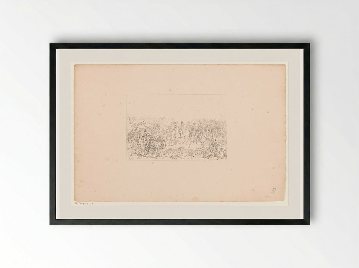 Slag bij Waterloo - Jean Augustin Daiwaille - Framed Print Black