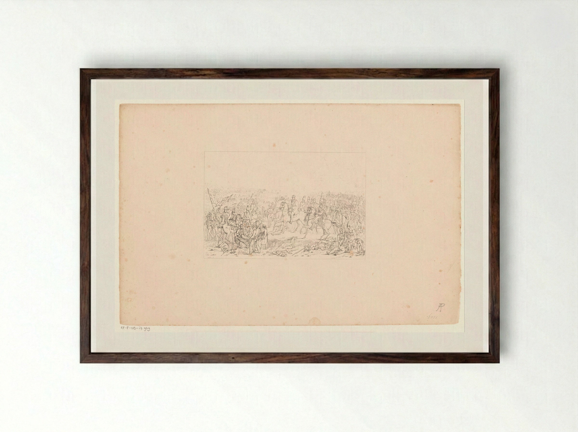 Slag bij Waterloo - Jean Augustin Daiwaille - Framed Print Dark Wood
