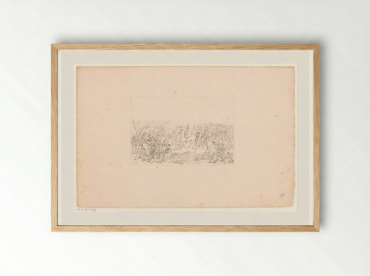Slag bij Waterloo - Jean Augustin Daiwaille - Framed Print Wood