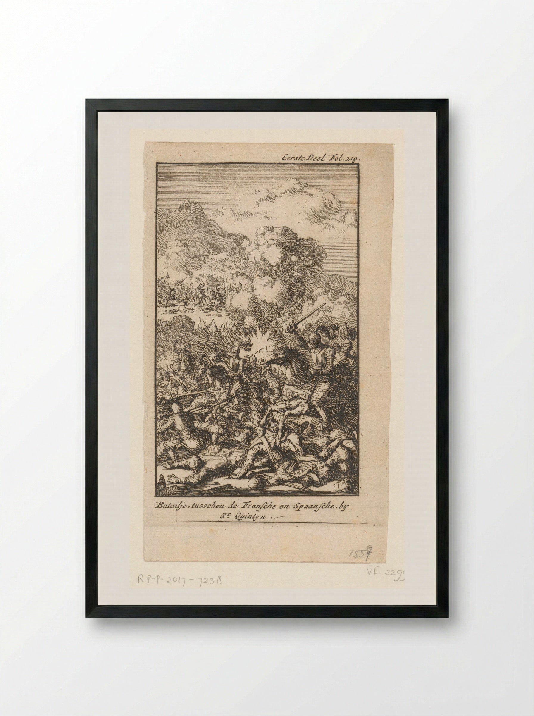 Slag van Saint-Quentin, 1557 - Jan Luyken - Framed Print Black