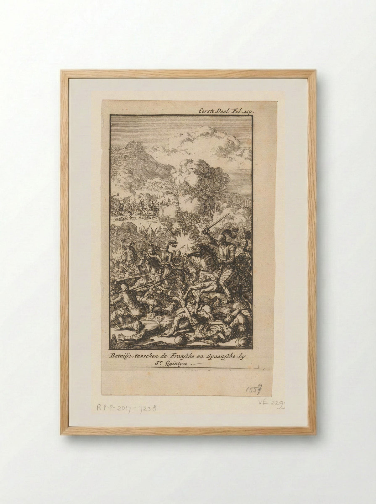 Slag van Saint-Quentin, 1557 - Jan Luyken - Framed Print Wood