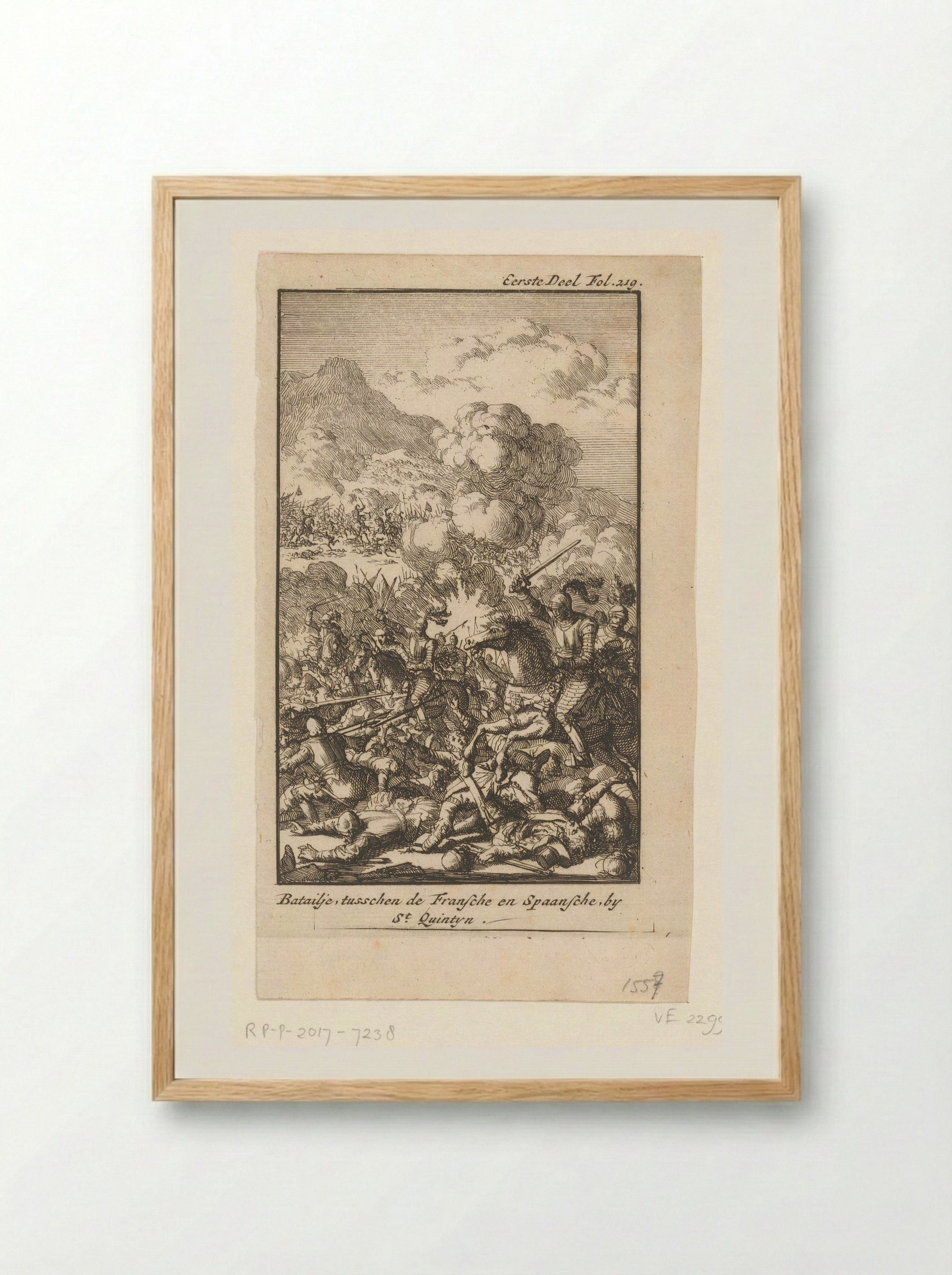 Slag van Saint-Quentin, 1557 - Jan Luyken - Framed Print Wood