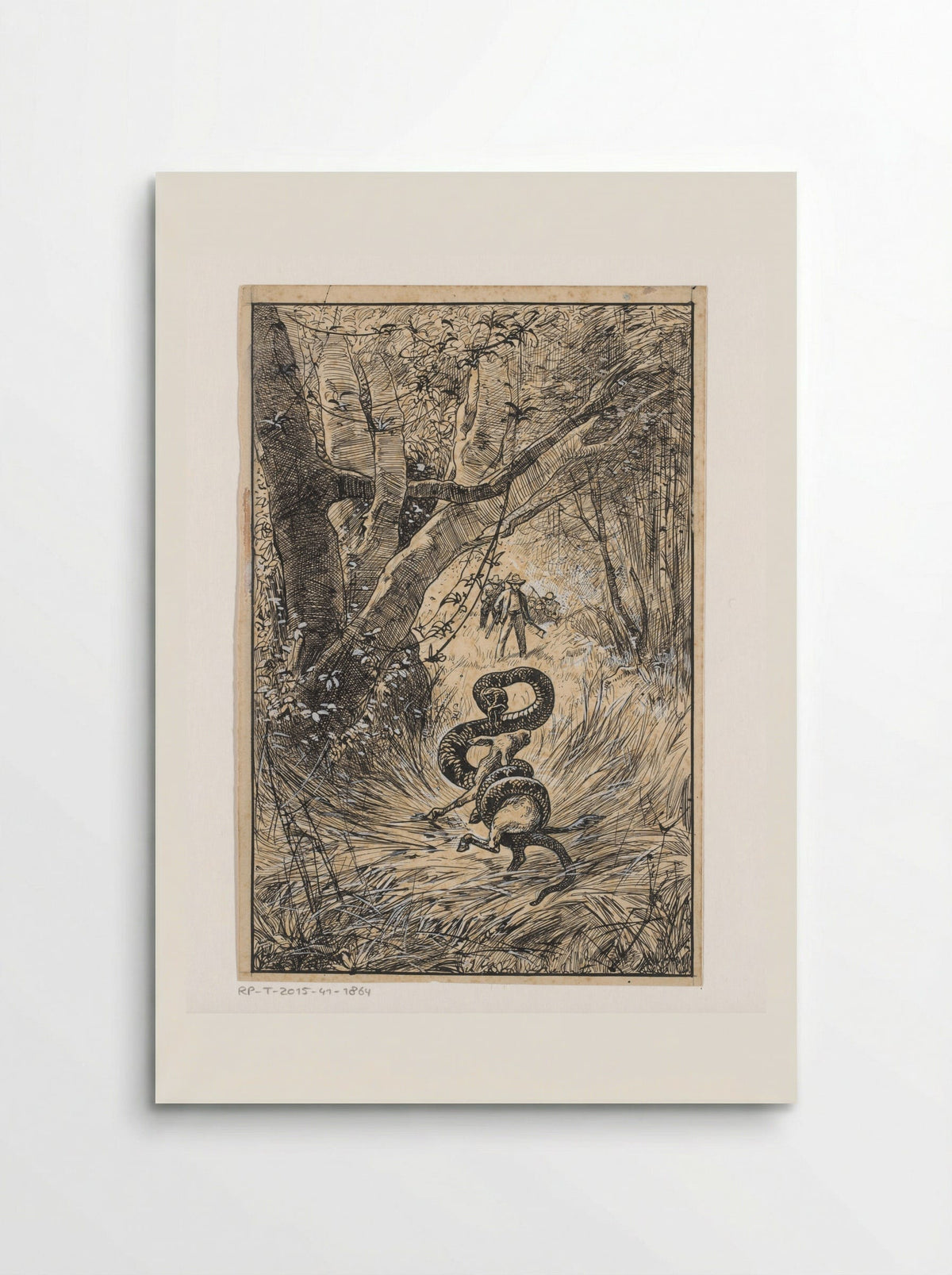 Slang wurgt een geit (Snake Constricting a Goat) - Willem Wenckebach - Poster