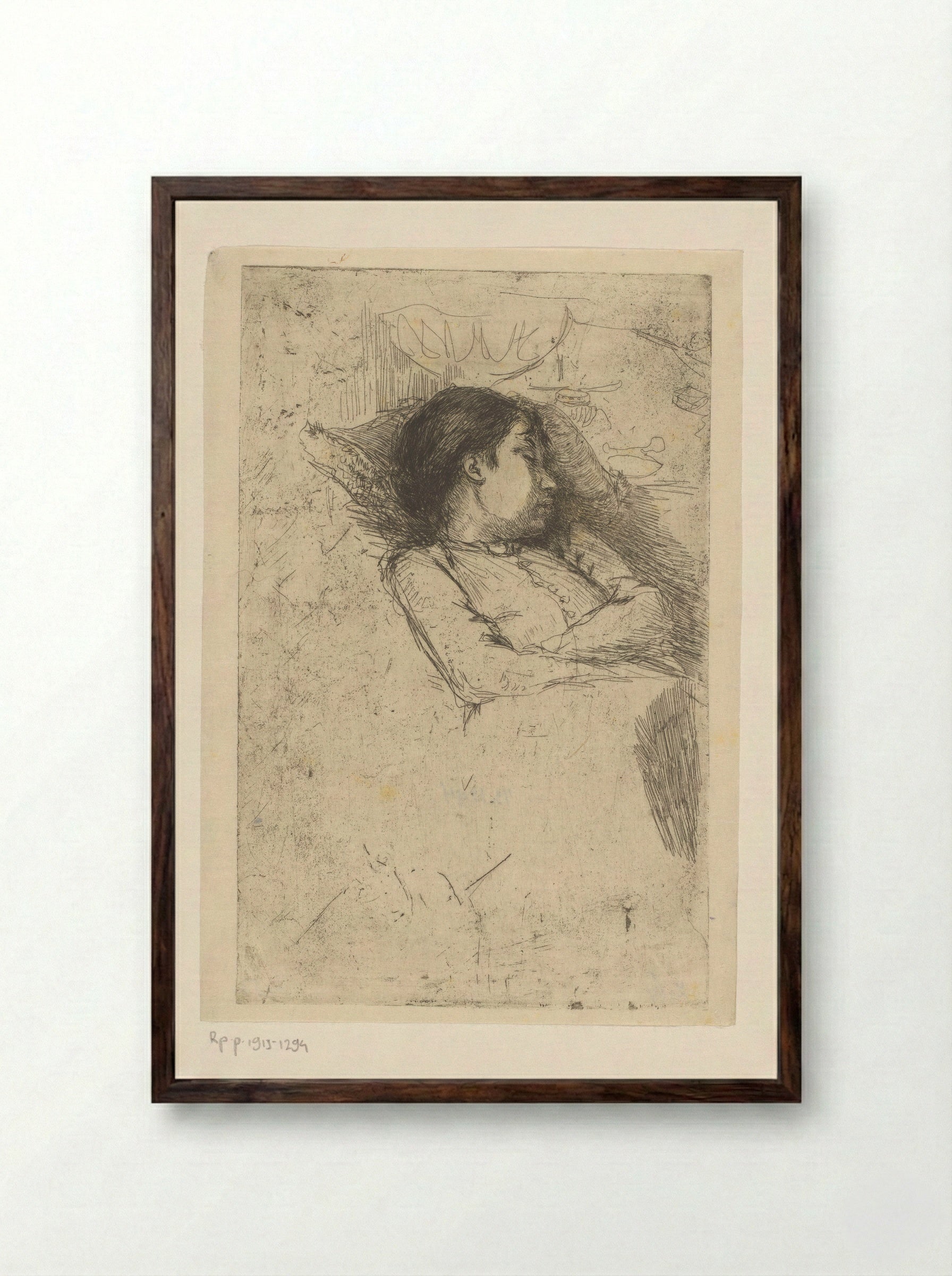Slapend meisje - Philip Zilcken - Framed Print Dark Wood