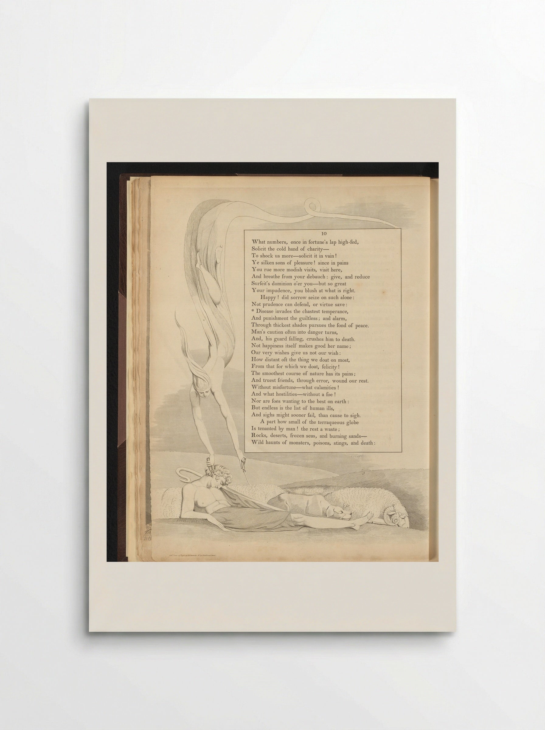 Slapende herder en vliegend figuur - William Blake - Poster