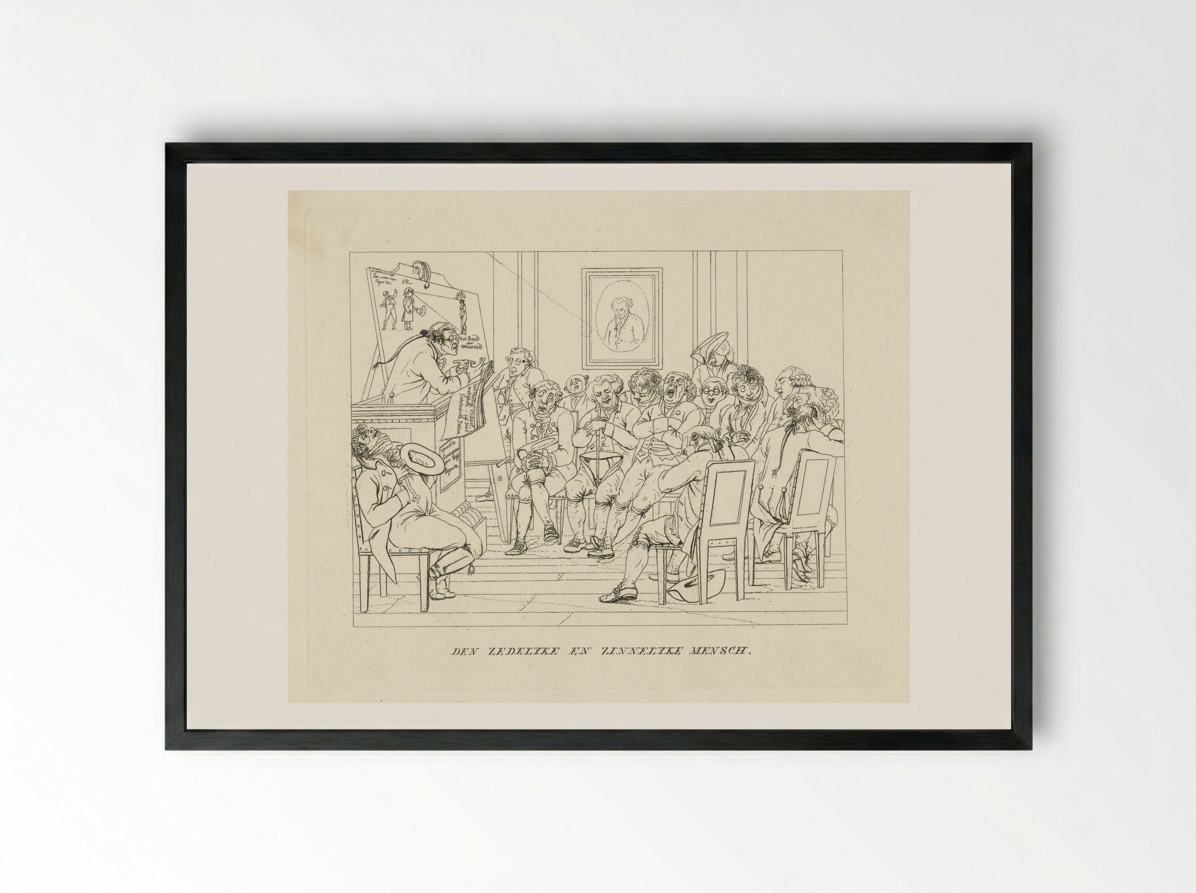 Slapende heren tijdens een lezing - Jacob Ernst Marcus - Framed Print Black